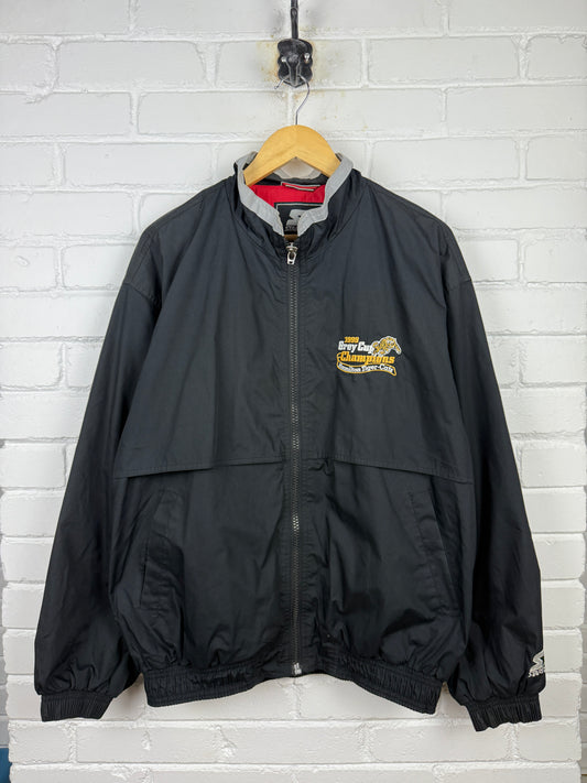 Vintage 90s Hamilton Tiger Cats Grey Cup Champions Embroidered Light Starter Jacket Size L