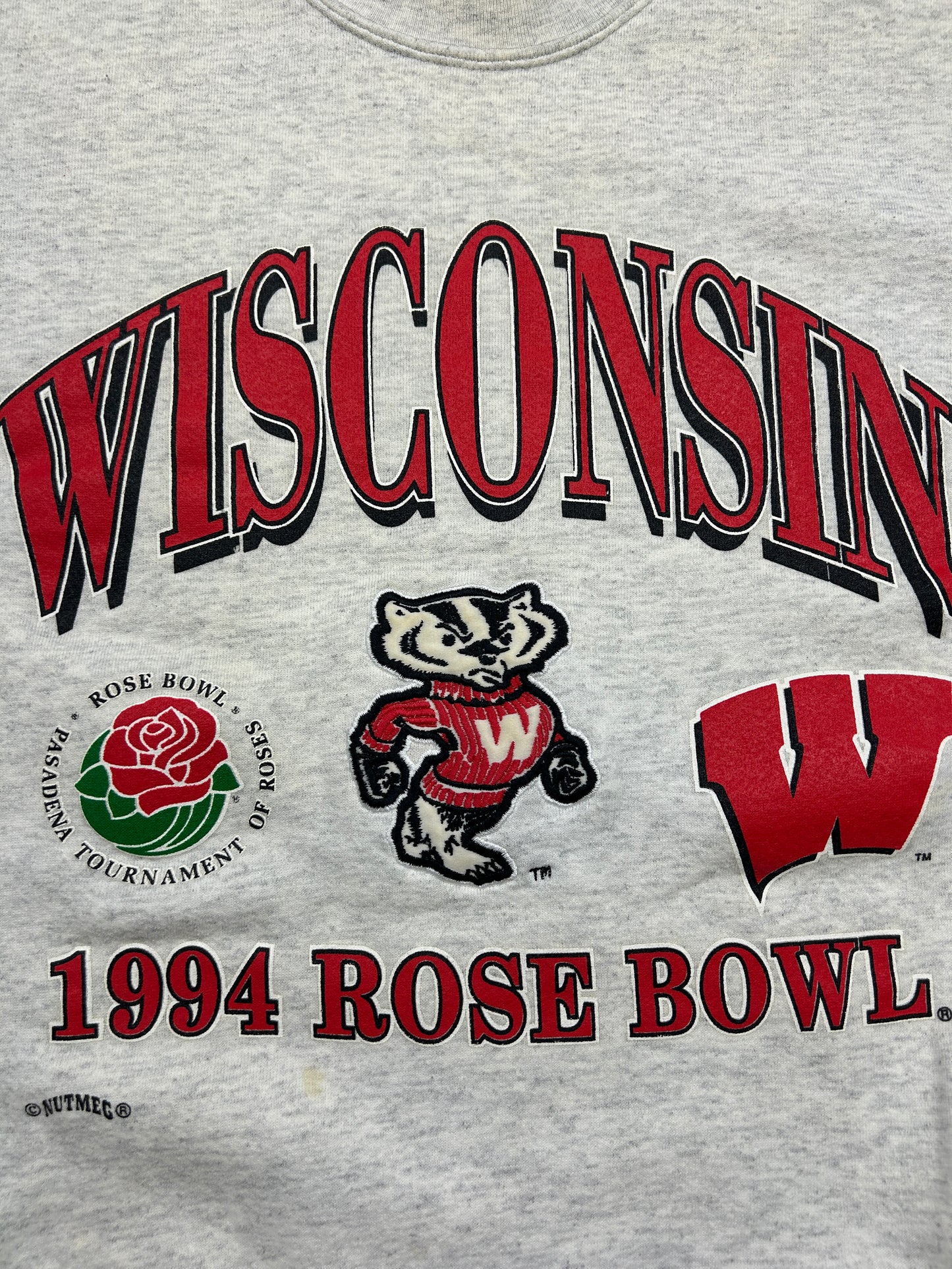 Vintage 1994 Wisconsin Badgers Rose Bowl Football NCAA Nutmeg Sweatshirt Size XL 90s