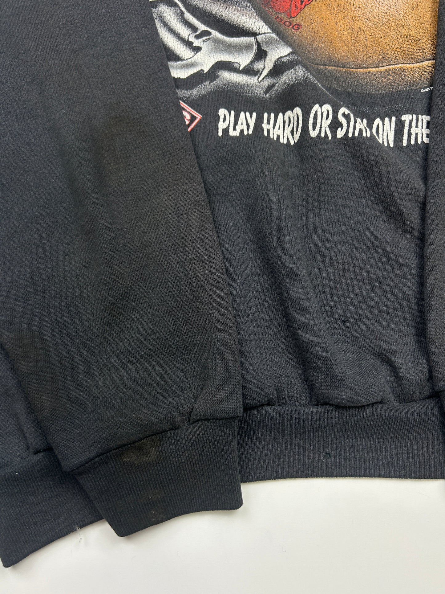 Vintage 1995 Red Dog Football Chest Buster Play Hard Graphic Sweatshirt Size XL 90s