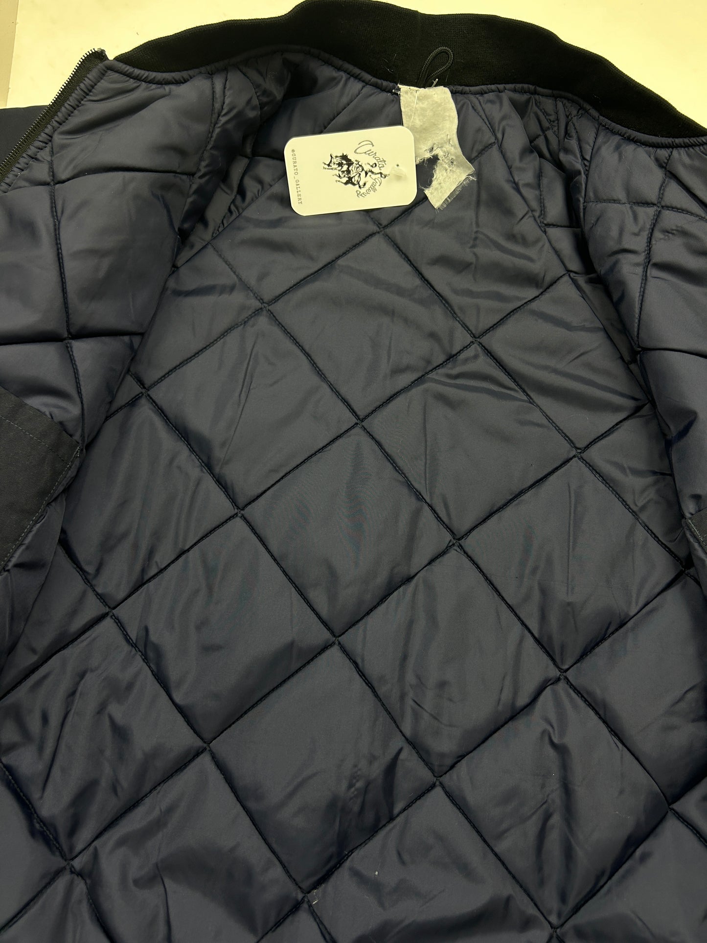 Vintage 80s/90s Blank Quilted Lined Insulated Bomber Jacket Size M Navy Blue
