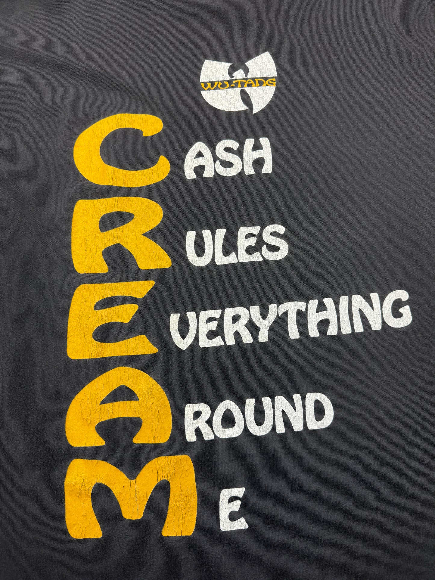 Vintage 90s Wu Tang Clan CREAM Cash Rules 36 Chambers Rap Music T Shirt Size XL