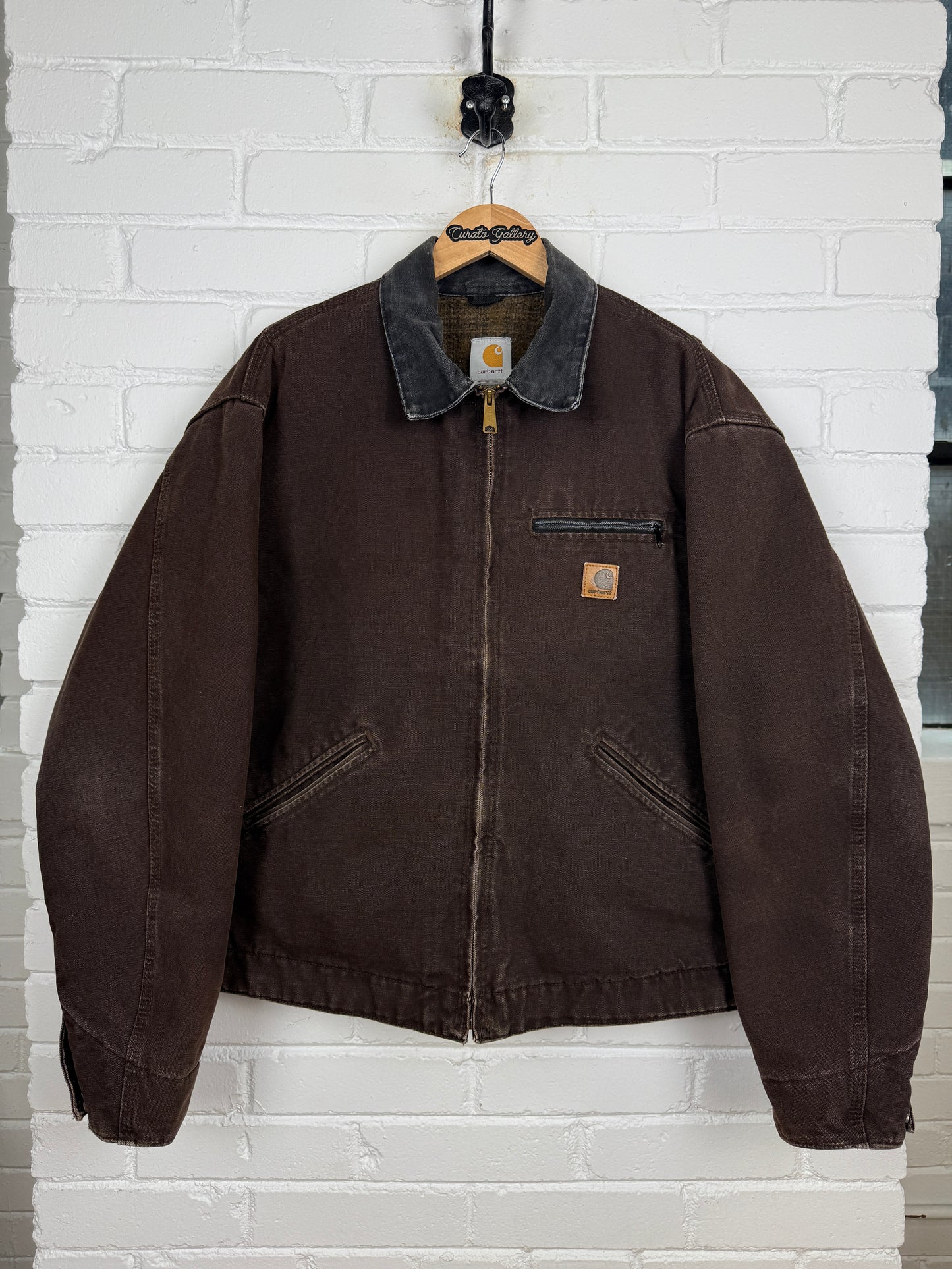 Vintage Carhartt Blanket Lined Brown Canvas Detroit Cropped Jacket Size XL J97 DKB