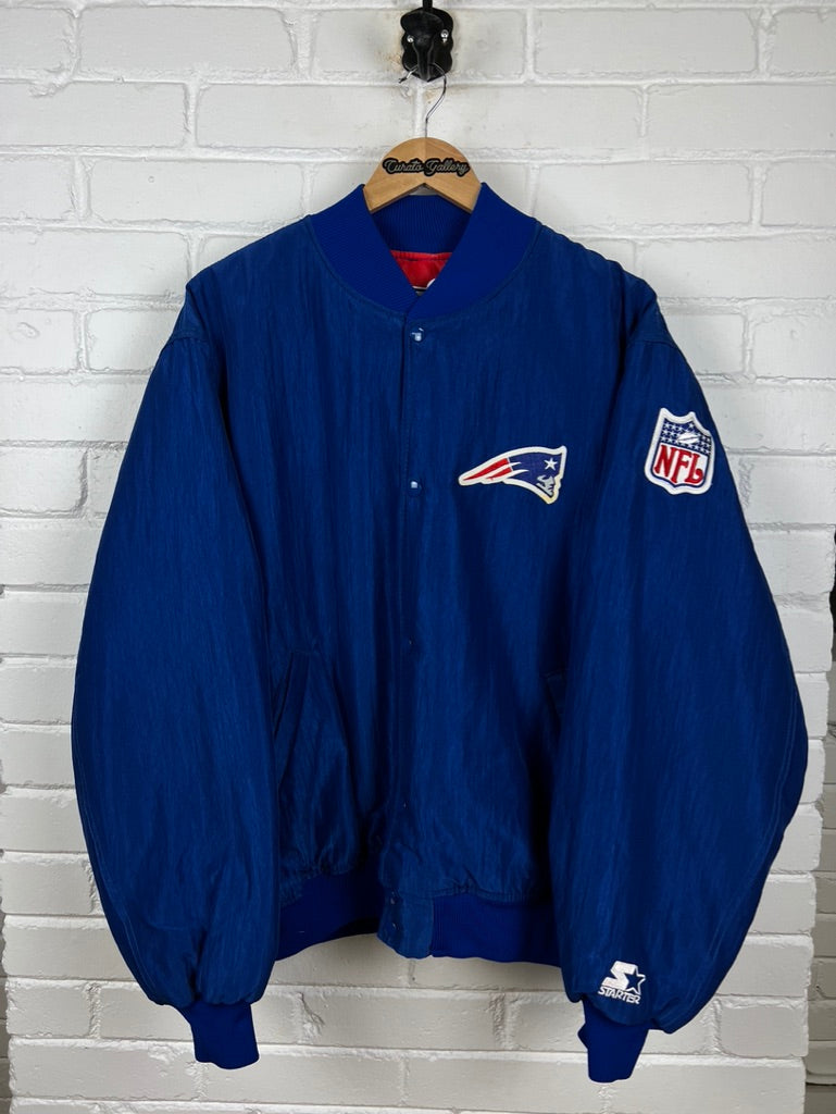 Vintage 90s New England Patriots Starter Insulated Satin Bomber Jacket Size XL