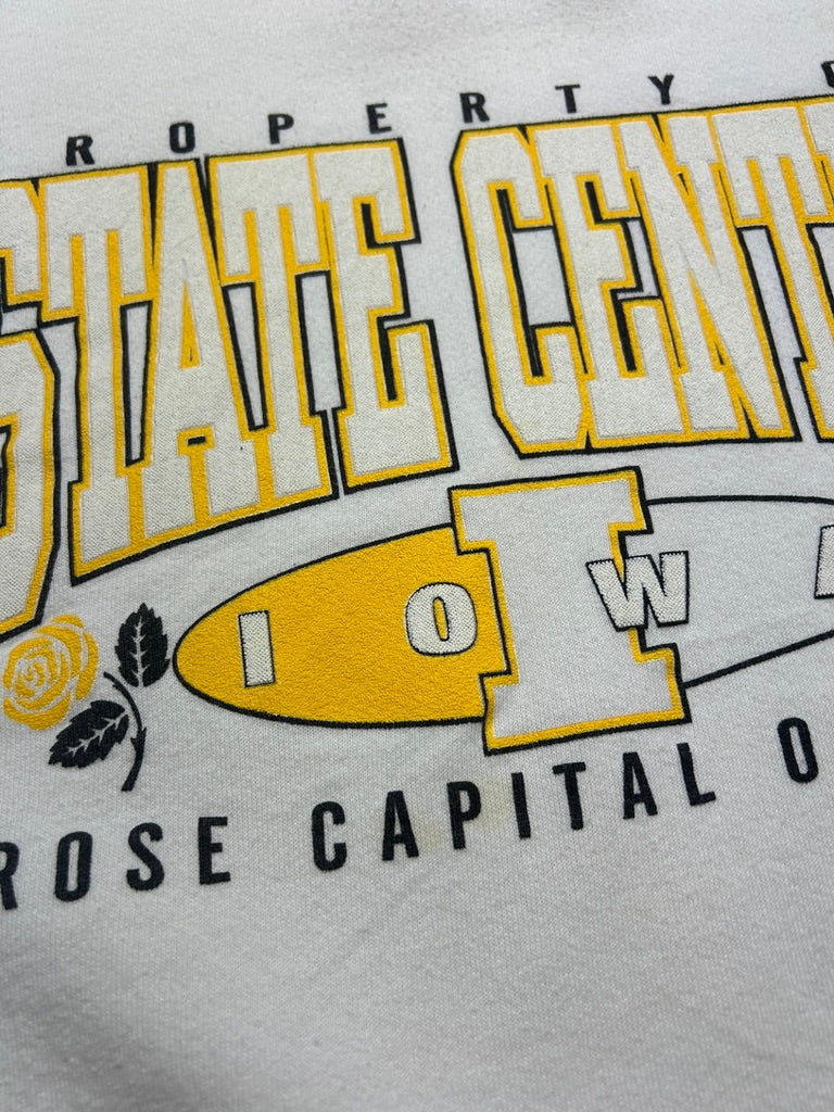 Vintage 90s Iowa State Centre Rose Capital Graphic Sweatshirt Size XL White