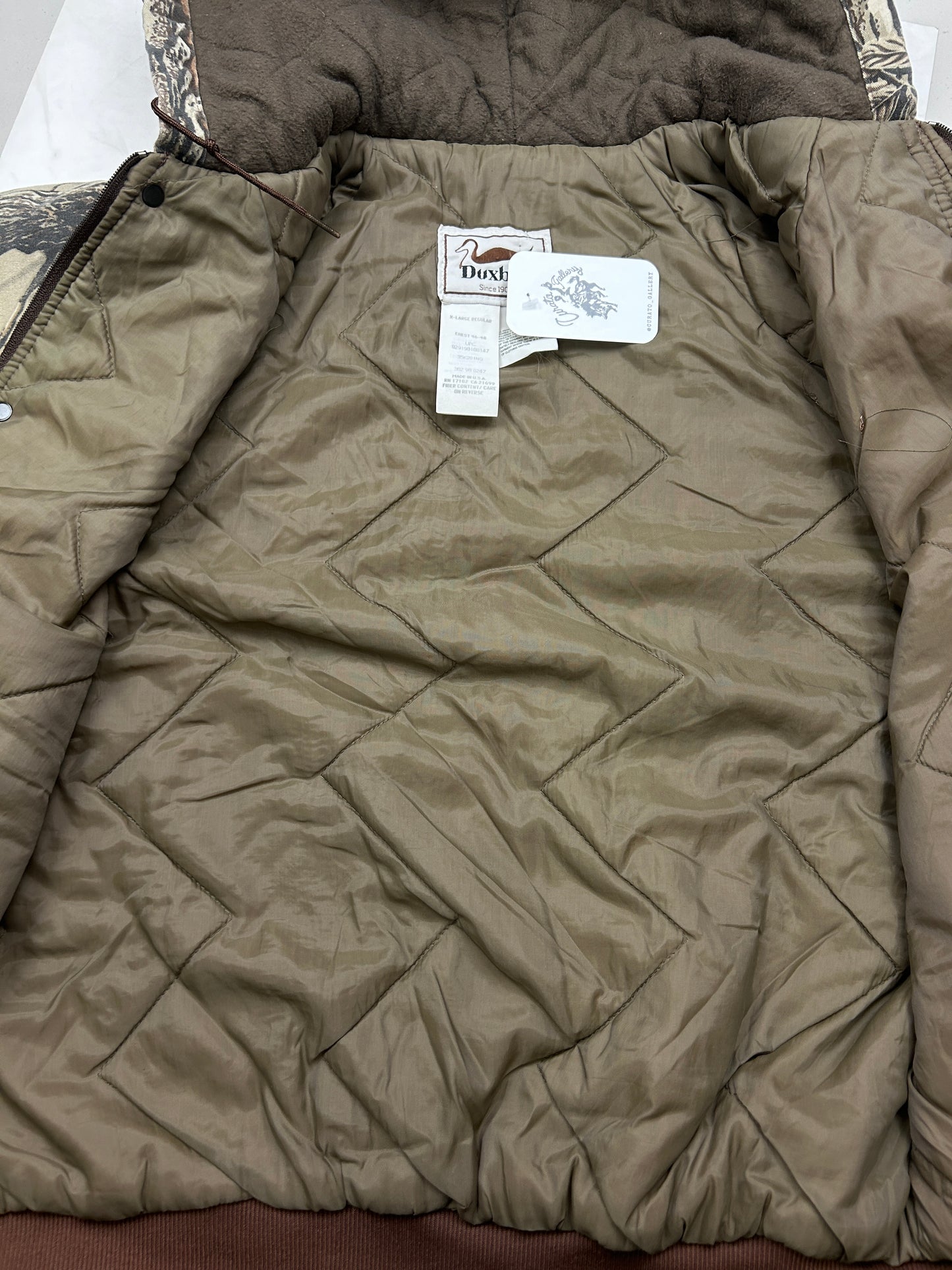 Vintage 90s Duxbak Real Tree Camo Quilted Lined Insulated Hooded Bomber Jacket Size XL