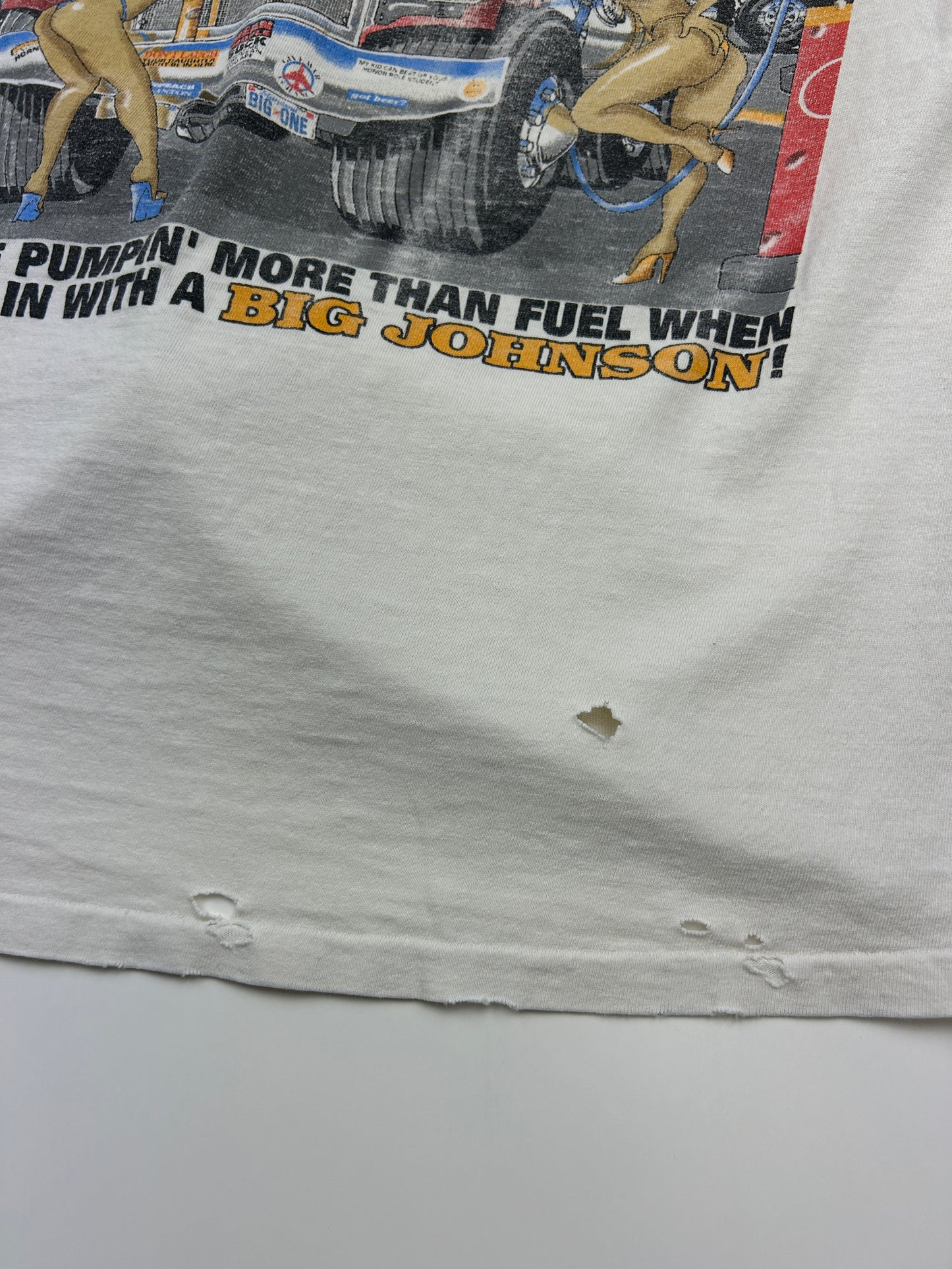 Vintage 90s Big Johnson Truck Stop Pull It In Fill'er Up T Shirt Size M