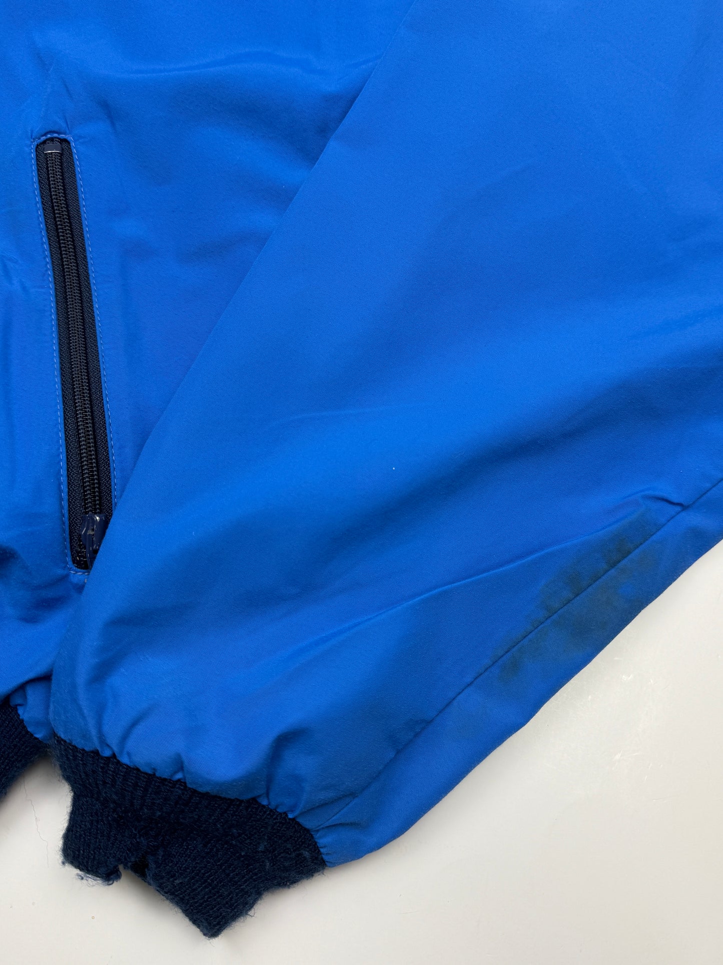 Vintage 90s LL Bean Three Season Fleece Cropped Lined Bomber Jacket Size L Blue