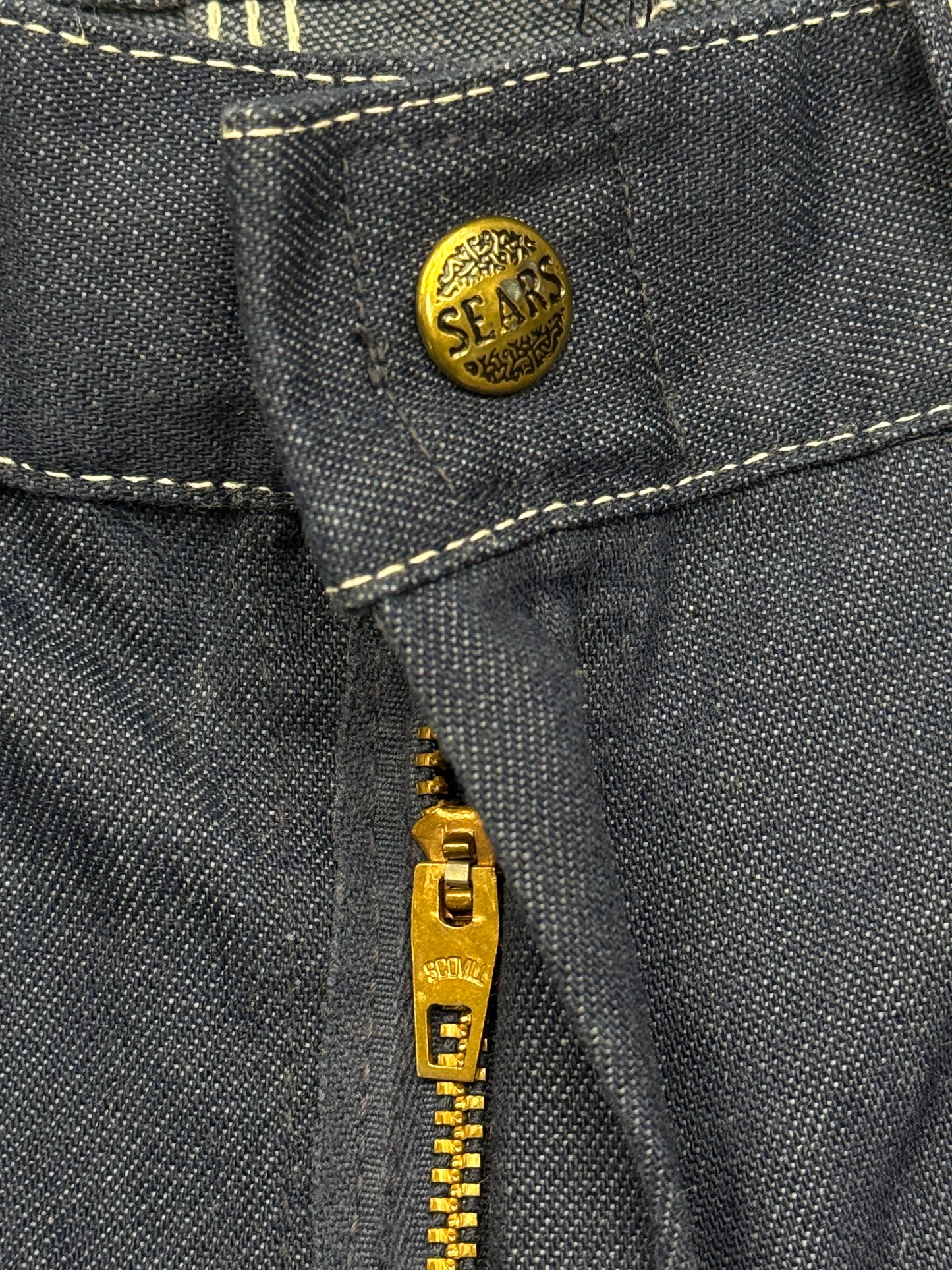 Vintage 60s/70s Sears Perma-Prest Carpenter Pants Denim Blue Jeans Size 35W