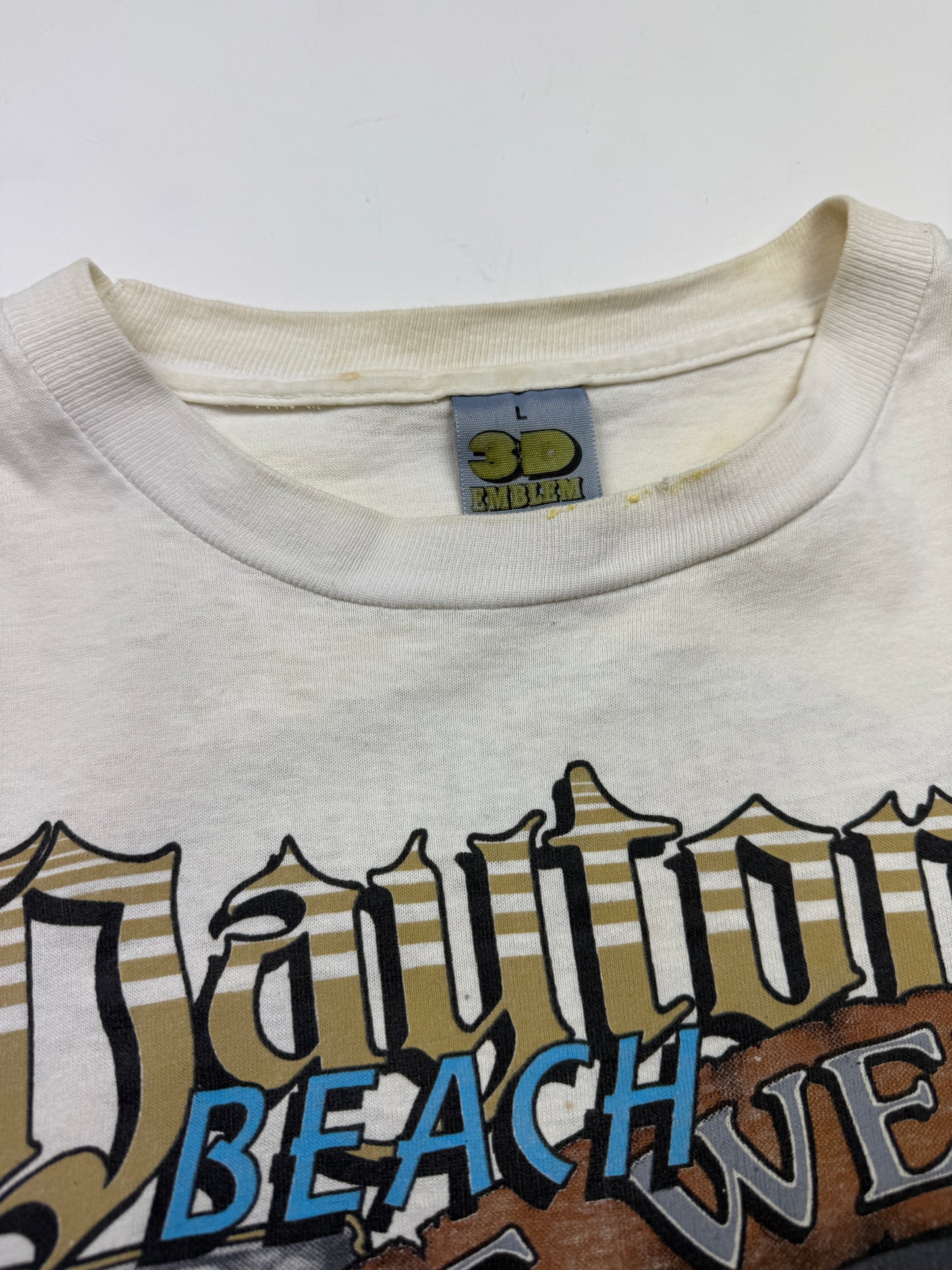 Vintage 1991 Harley Davidson 3D Emblem Dayton Bach Bike Week 50 Years T Shirt Size L 90s