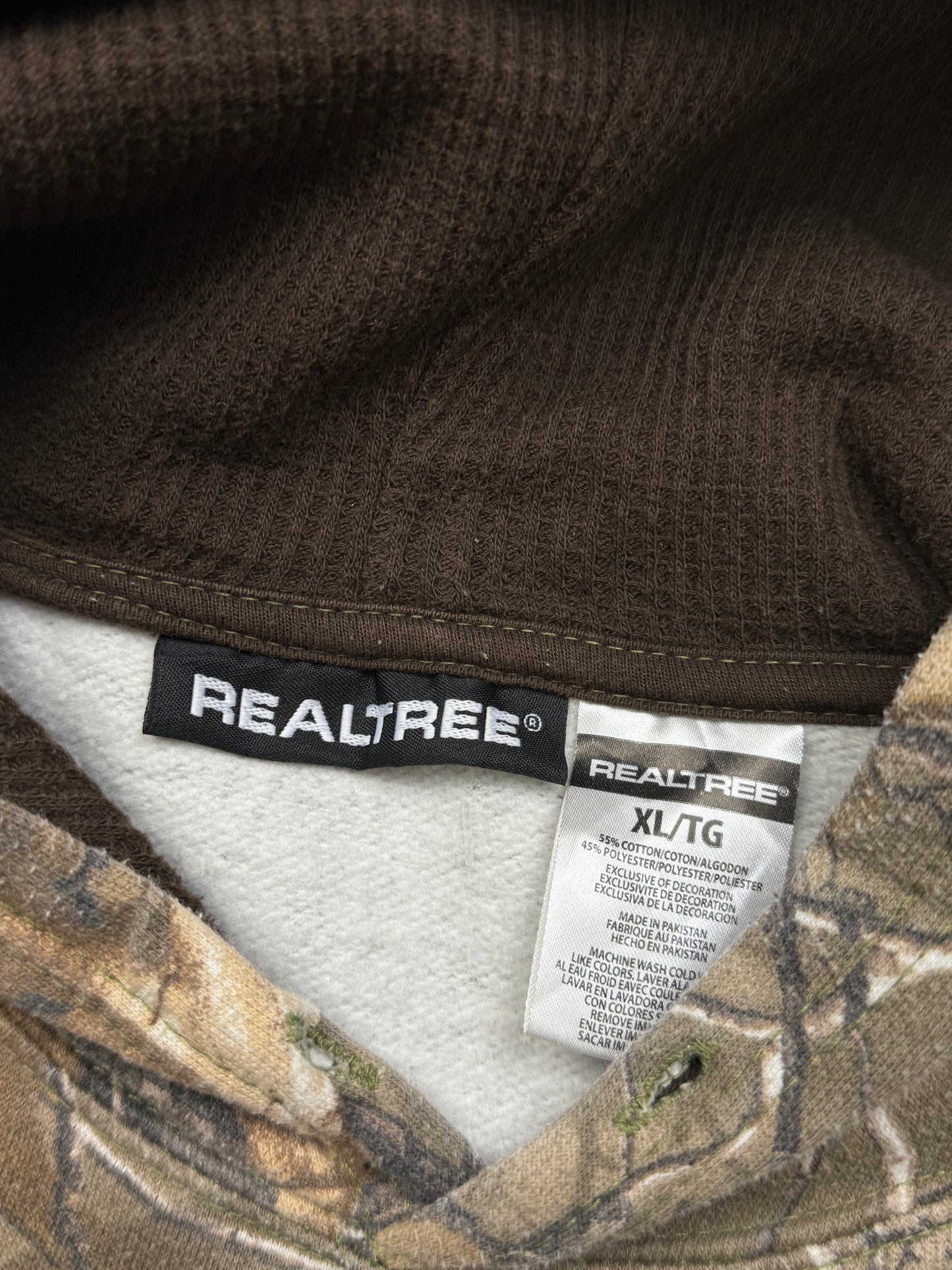 Real Tree XTRA Embroidered Logo All Over Print Camo Hooded Sweatshirt Size XL