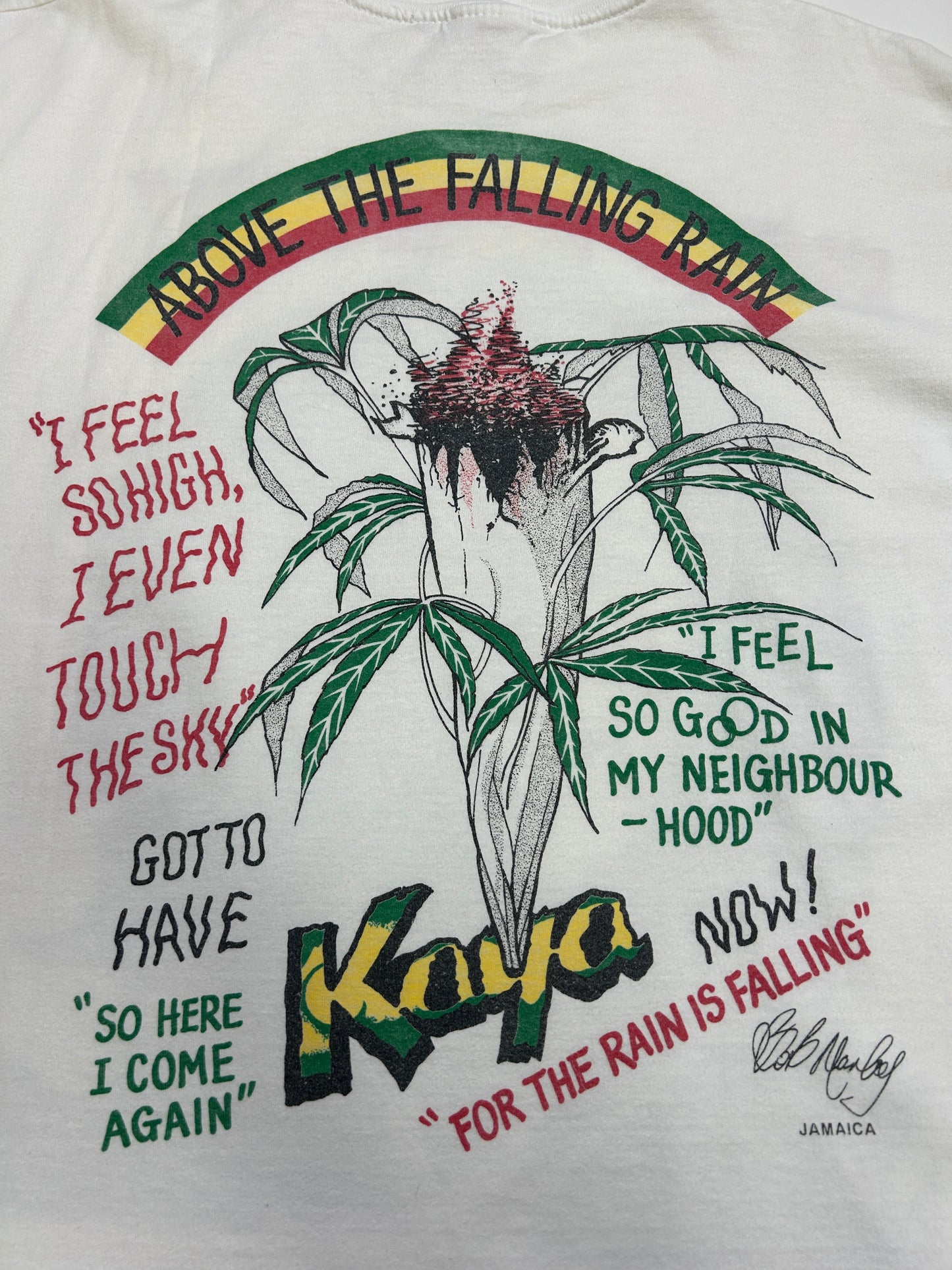 Vintage 90s Bob Marley And The Wailers Kaya Above The Falling Rain Ganja Marijuana T-Shirt Size L