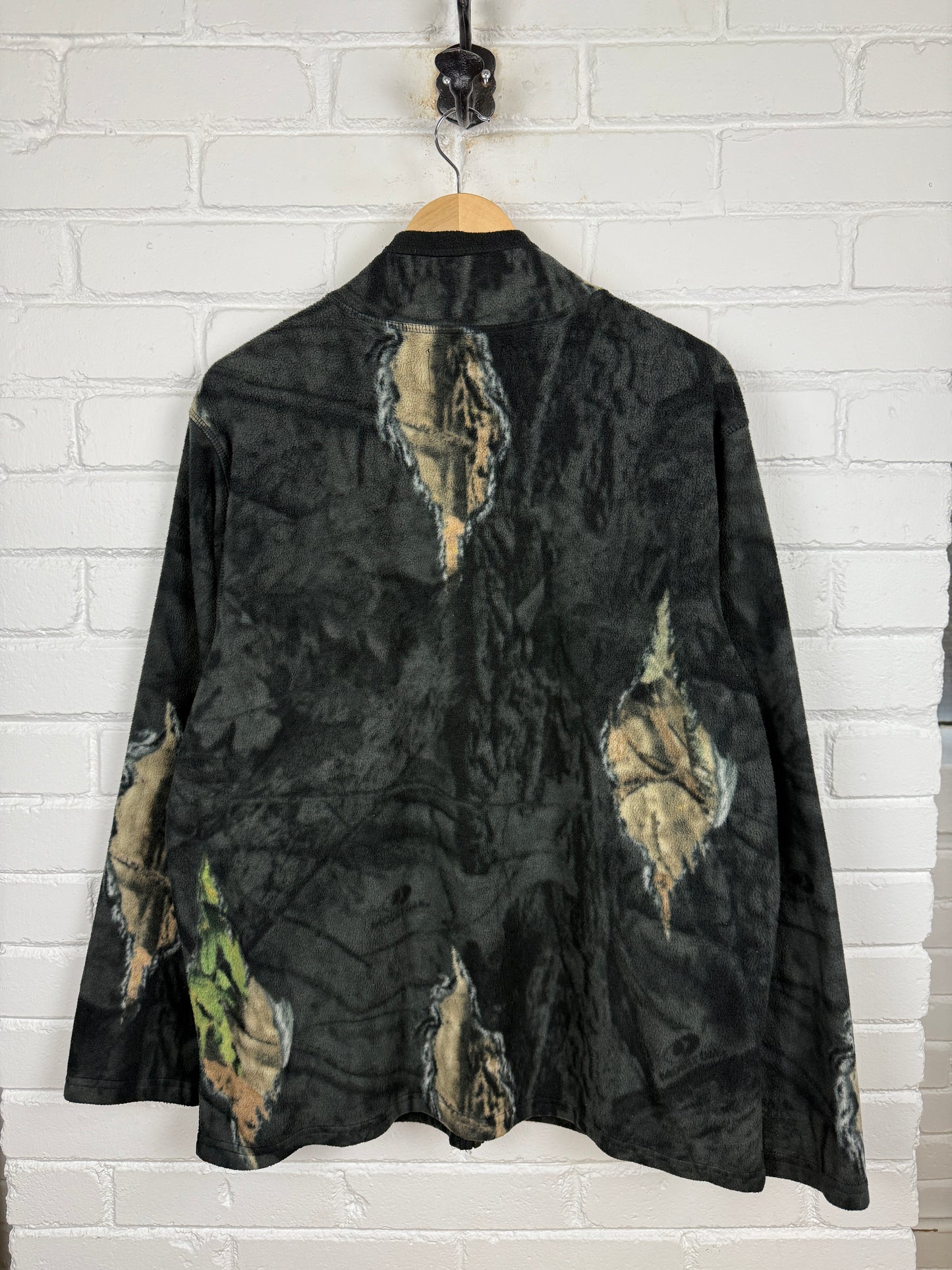 Mossy Oak Tree Camo Embroidered Logo AOP Fleece Full Zip Sweater Size L