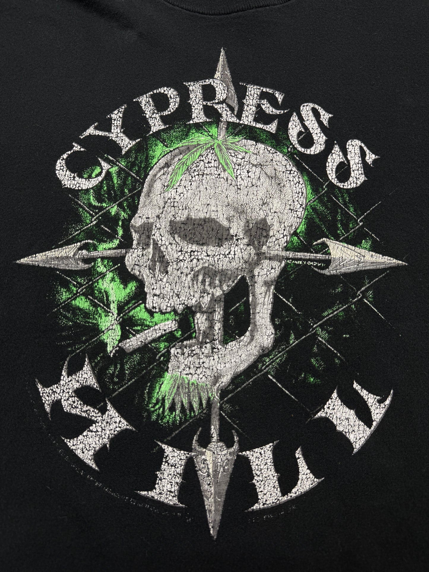 Vintage 90s Cypress Hill Weed Skull Band Latino Rap T Shirt Size L