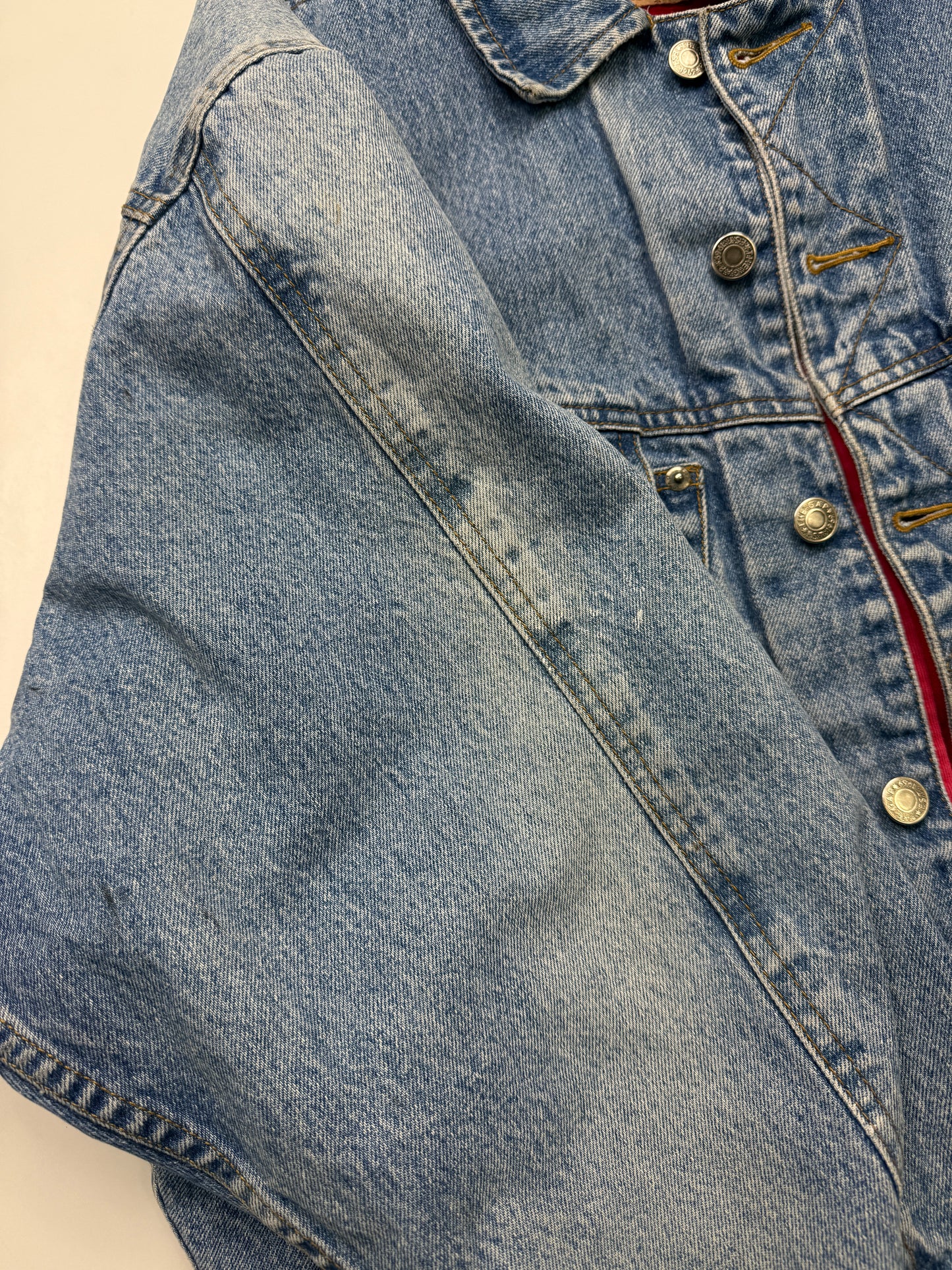 Vintage Gap Denim Lined Zip Up Hybrid Trucker Style Jacket Size L