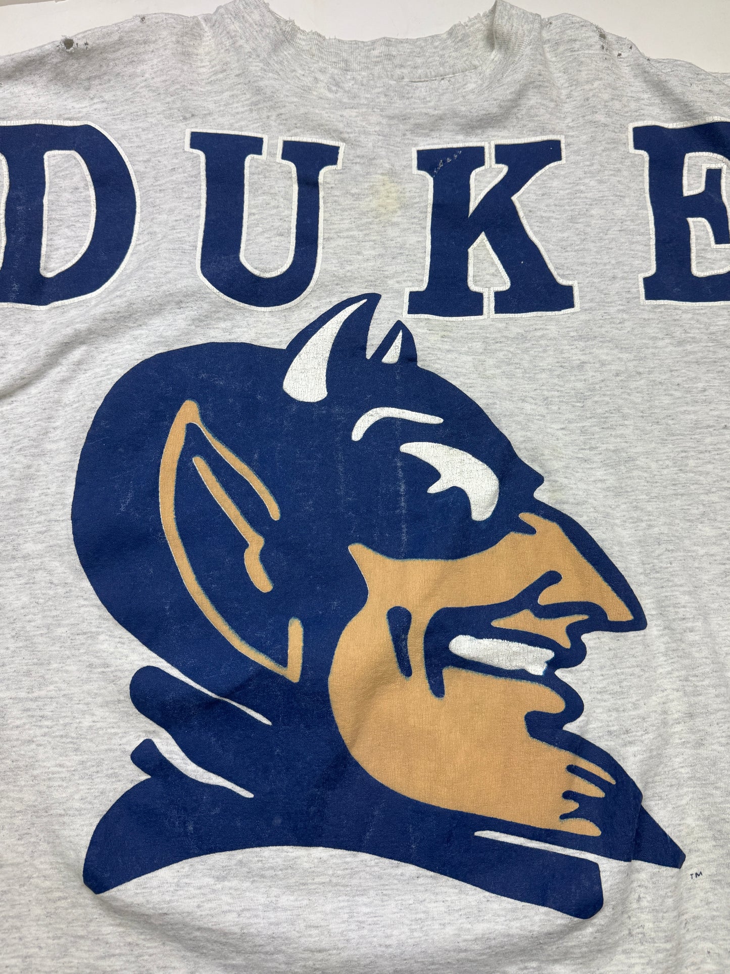 Vintage 90s Duke Blue Devils NCAA Big Spell Out Basketball Graphic T Shirt Size XXL