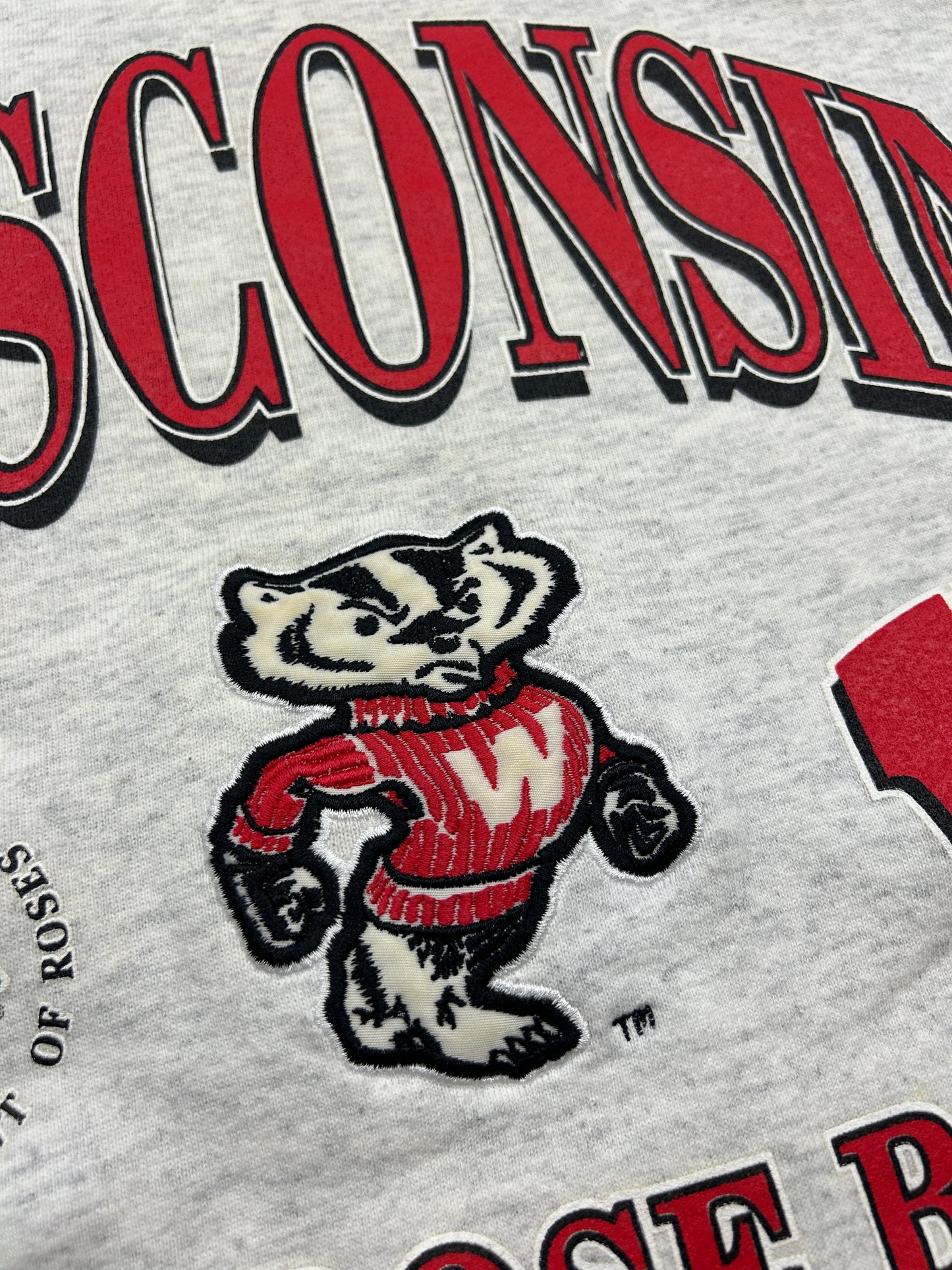 Vintage 1994 Wisconsin Badgers Rose Bowl Football NCAA Nutmeg Sweatshirt Size XL 90s