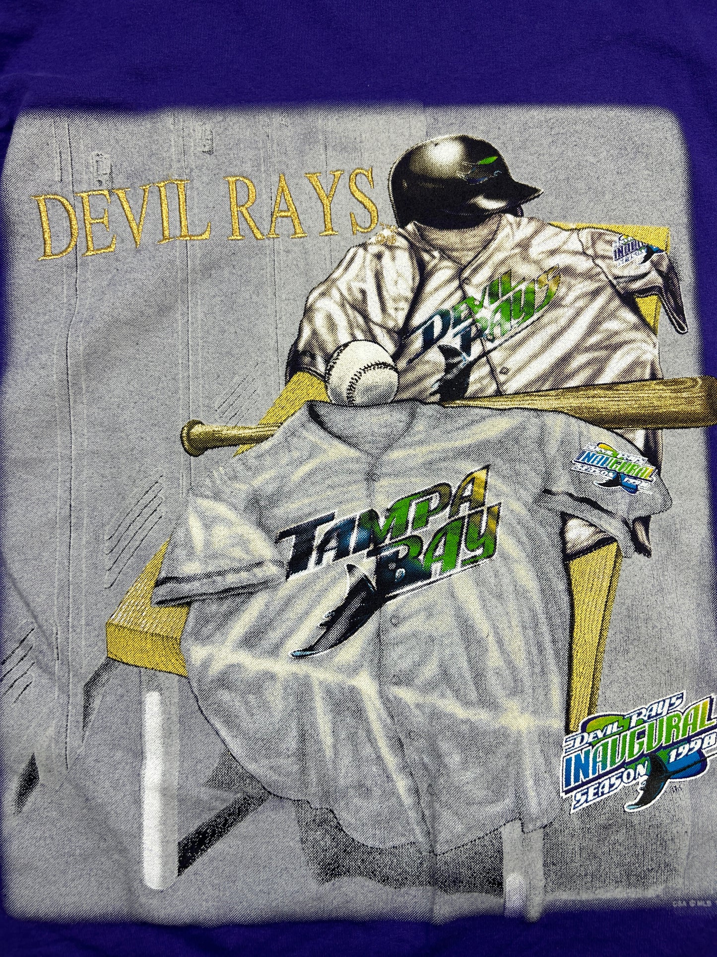 Vintage 1998 Tampa Bay Rays Inaugural Season MLB Equipment CSA T Shirt Size L 90s