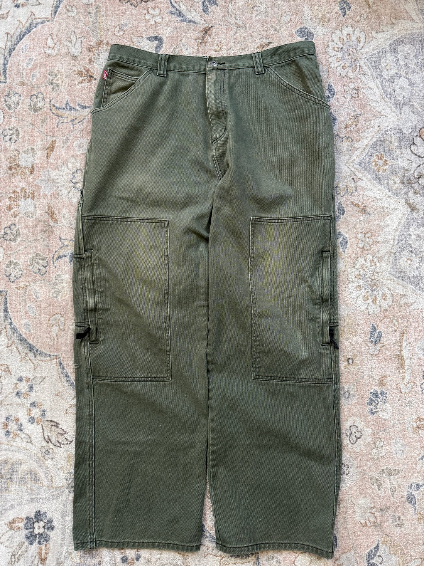 Vintage Y2K Plugg Double Knee Utility Pocket Baggy Carpenter Style Denim Pants Size 37W