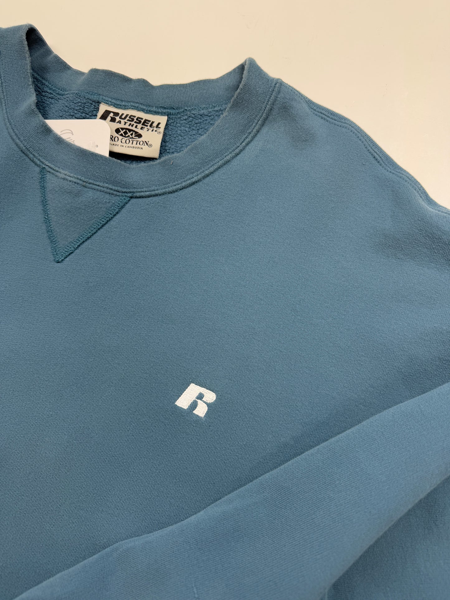 Russell Athletic Boxy Fit Blank Crewneck Sweatshirt Size XXL Faded Blue