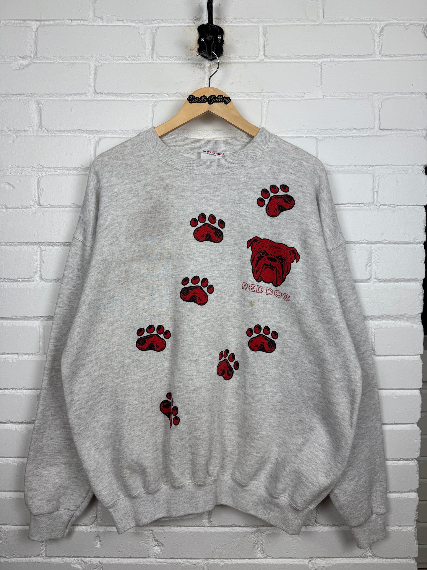 Vintage 90s Red Dog U.R Your Own Dog Paw Print Front & Back Sweatshirt Size XL