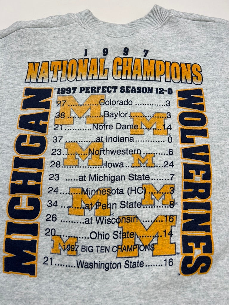 Vintage 1997 Michigan Wolverines Big 10 Champs Heisman Trophy Winner Sweatshirt Size L 90s
