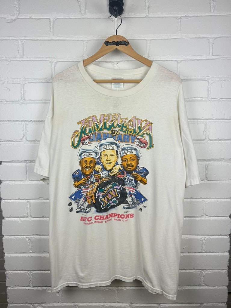 Vintage 1997 Super Bowl XXXI New England Patriots Jambalaya NFL T Shirt XXL 90s
