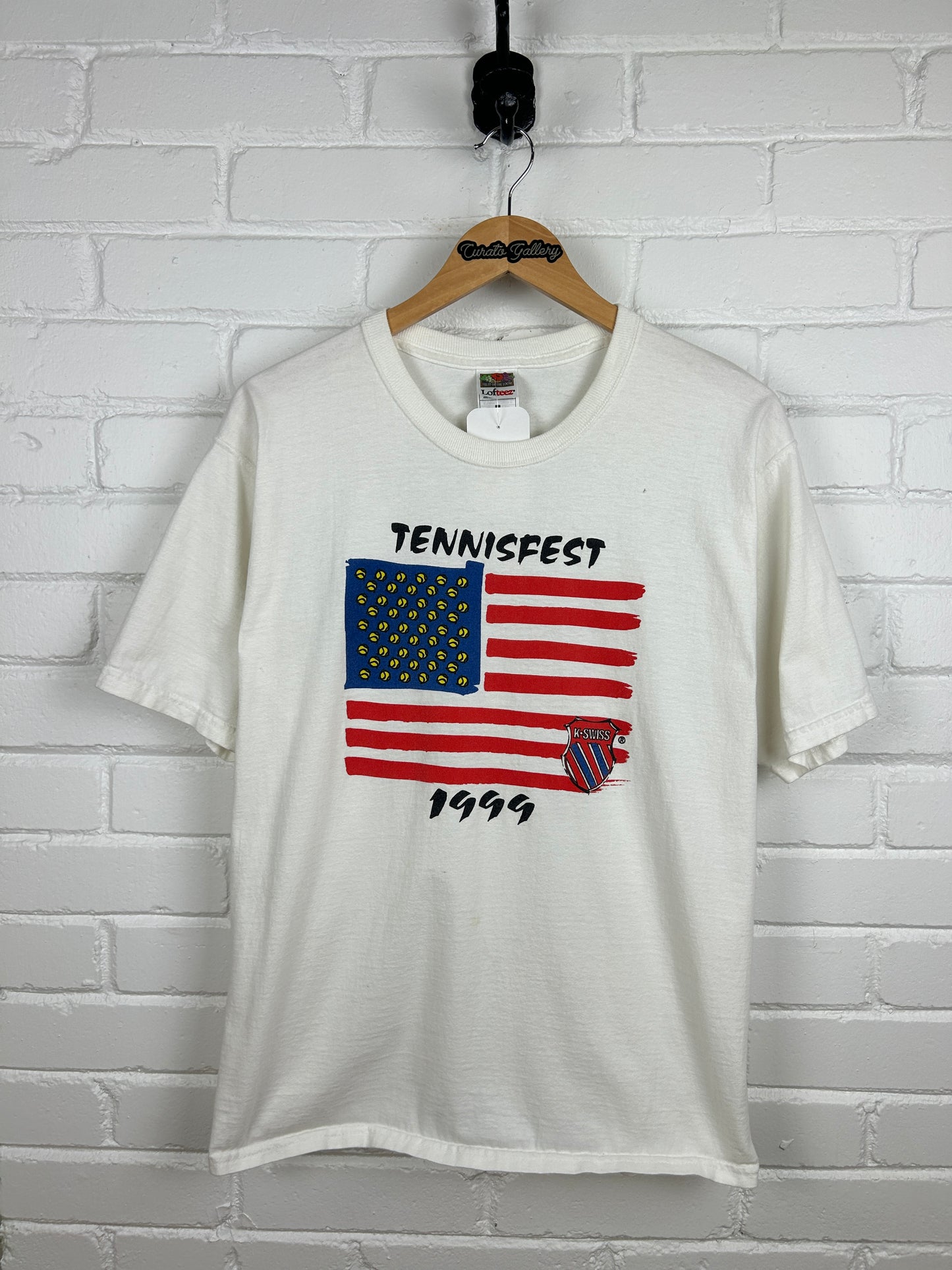 Vintage 1999 K Swiss Tennis Fest American Flag Promo T Shirt Size L 90s