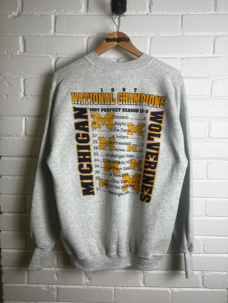 Vintage 1997 Michigan Wolverines Big 10 Champs Heisman Trophy Winner Sweatshirt Size L 90s