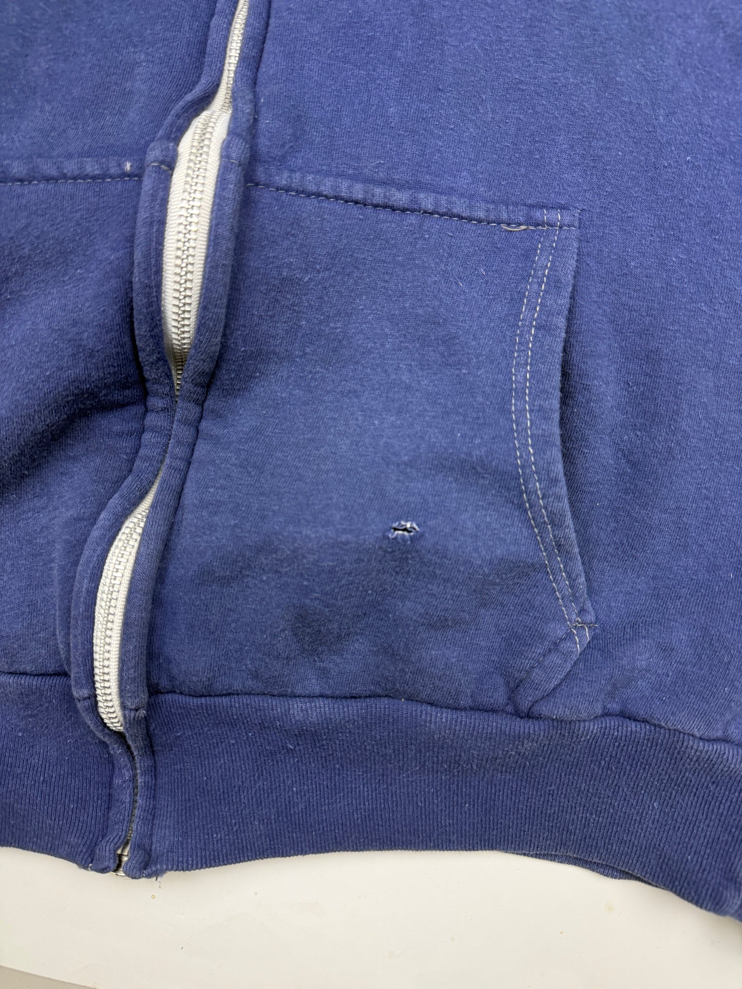Vintage 80s Poplar Thermal Lined Blank Full Zip Hooded Sweatshirt Size XS