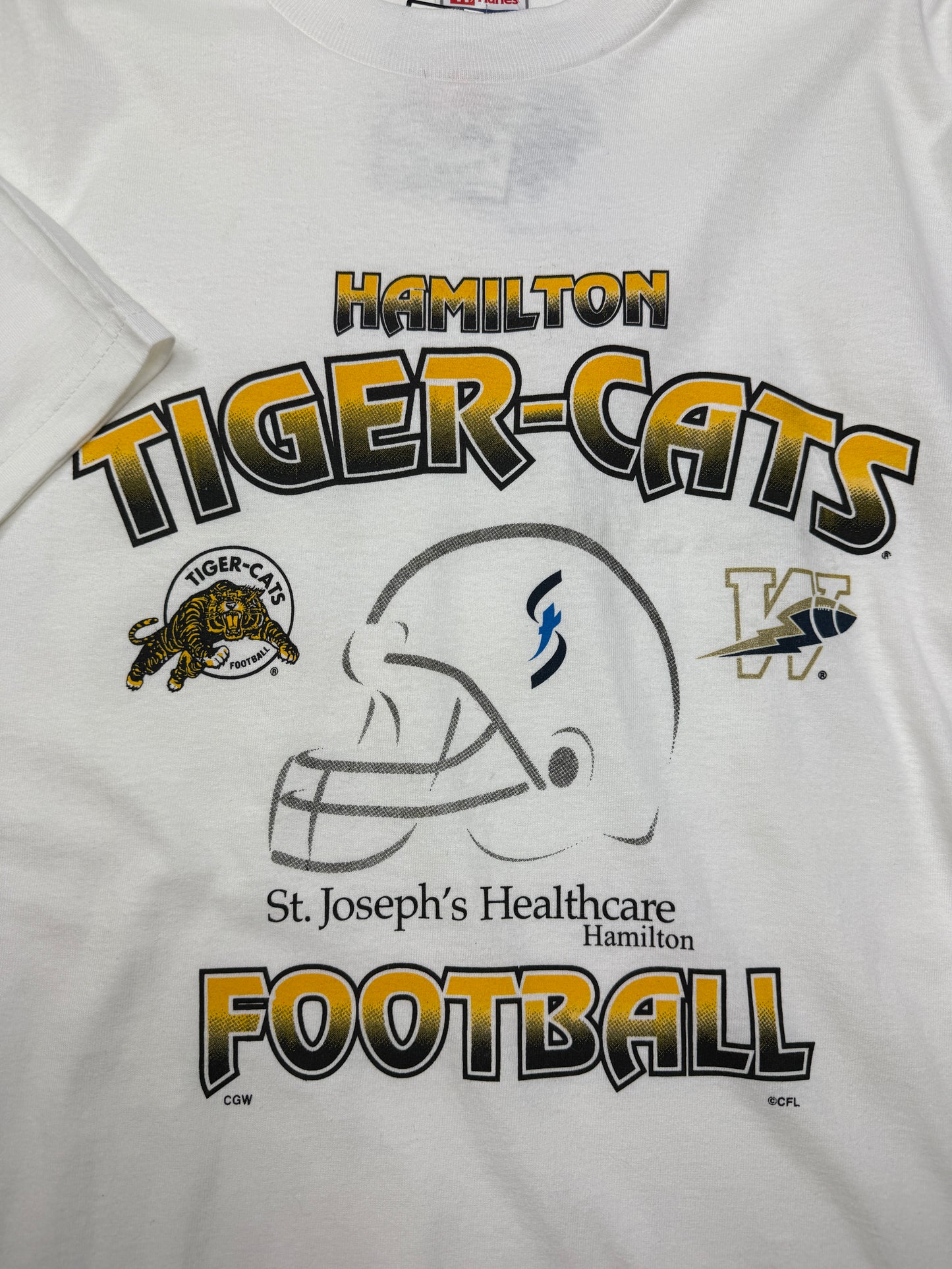 Vintage 90s Hamilton Tiger Cats Graphic Football T Shirt Size L