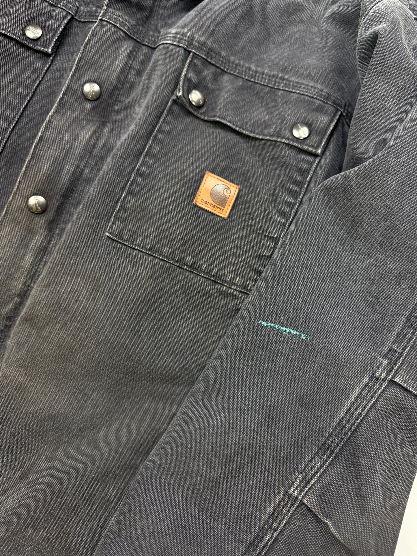 Carhartt Insulated Canvas Work Wear Barn Coat Cord Collar Size XL Black