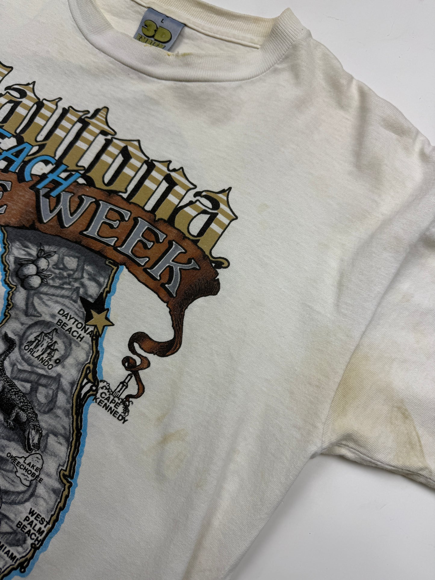 Vintage 1991 Harley Davidson 3D Emblem Dayton Bach Bike Week 50 Years T Shirt Size L 90s