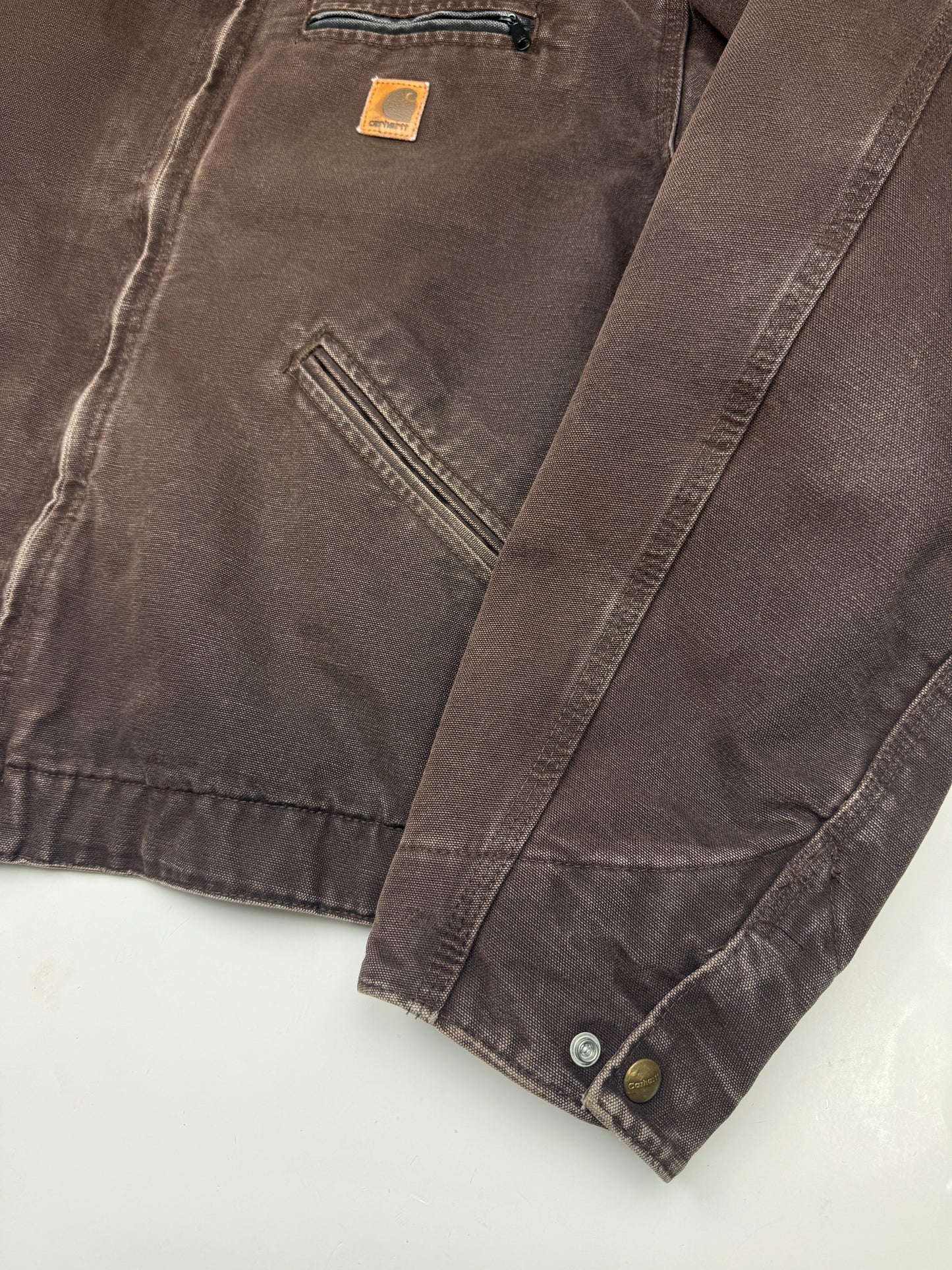 Vintage Carhartt Blanket Lined Brown Canvas Detroit Cropped Jacket Size XL J97 DKB