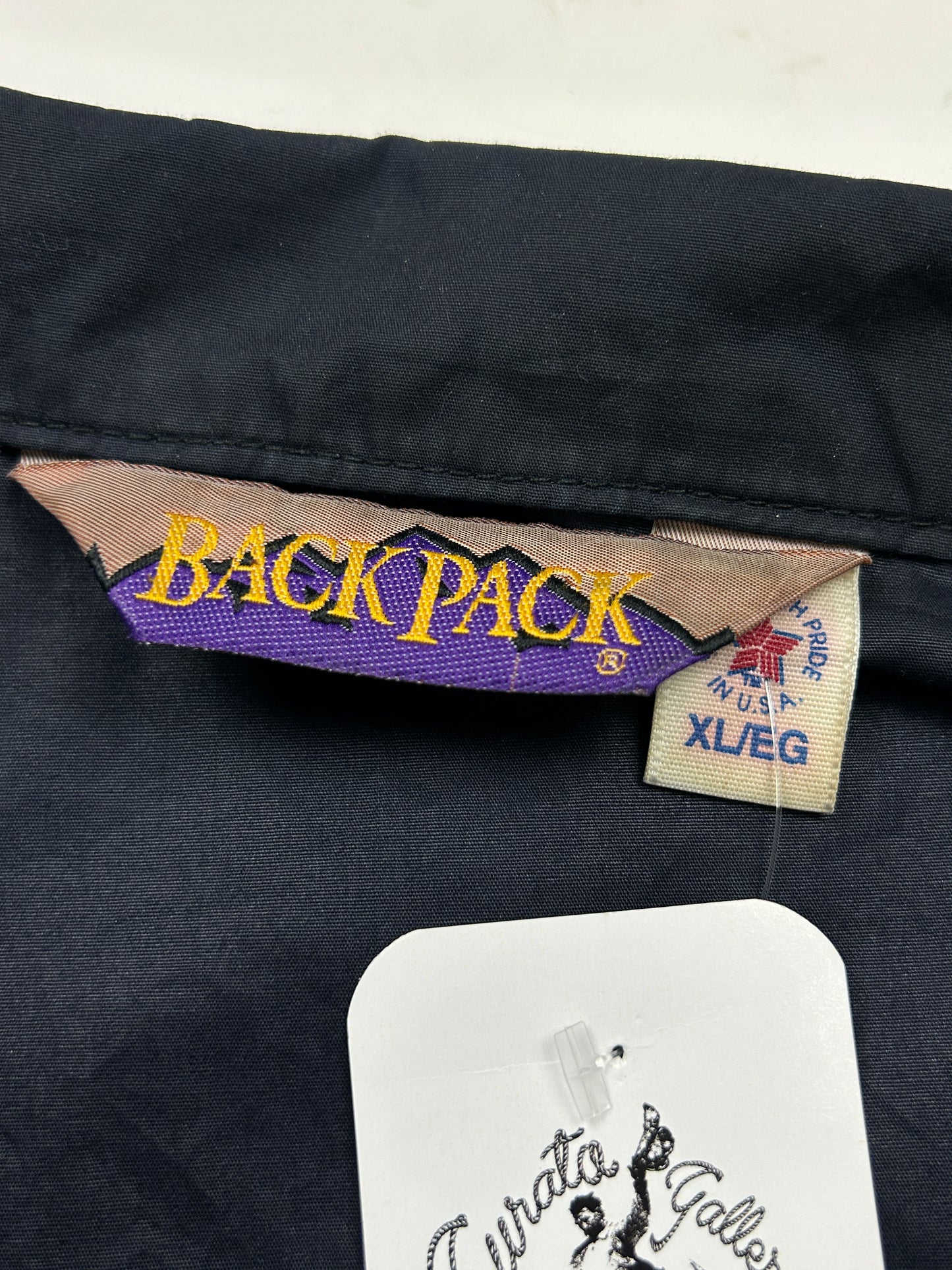 Vintage 90s Back Pack Light Harrington Style Cropped Jacket Size XL Navy Blue