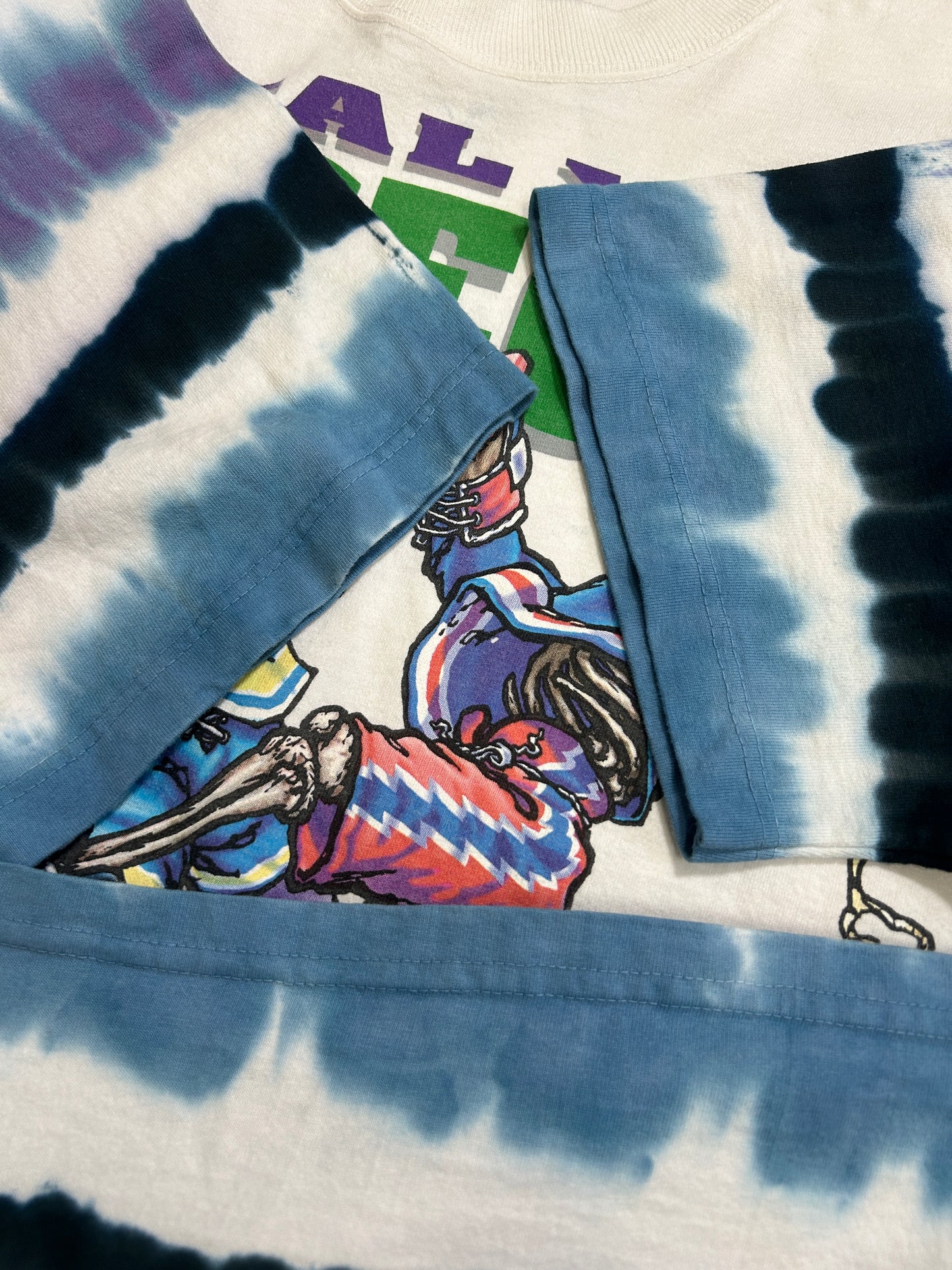 Vintage 1994 Grateful Dead Steal Your Face Off Liquid Blue Hockey Tie-Dye T-Shirt Size L 90s