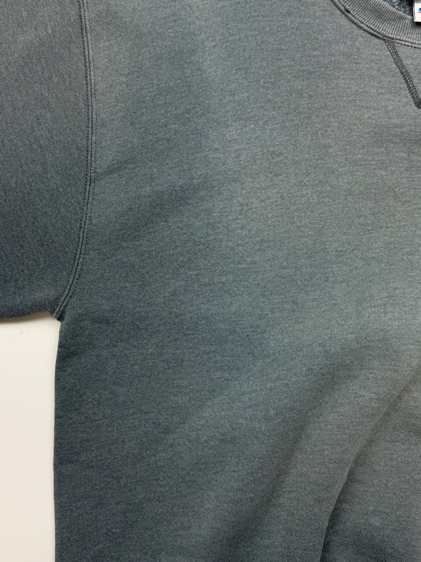 Russell Athletic Cropped Boxy Fit Blank Crewneck Sweatshirt Size L Blue Tone