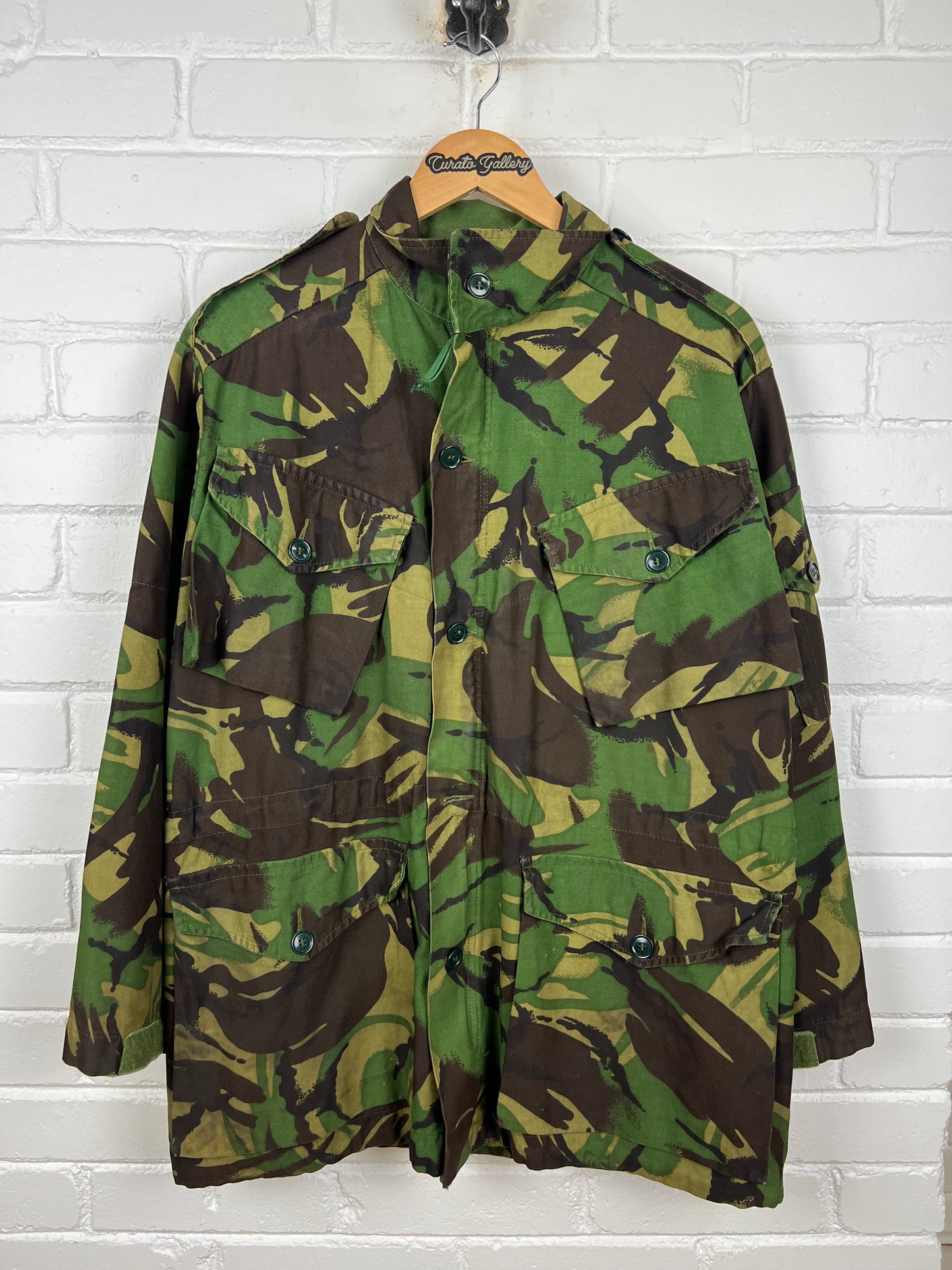 Vintage 90s British Army Woodland Camoflauge Smock Combat Full Zip Jacket Size L