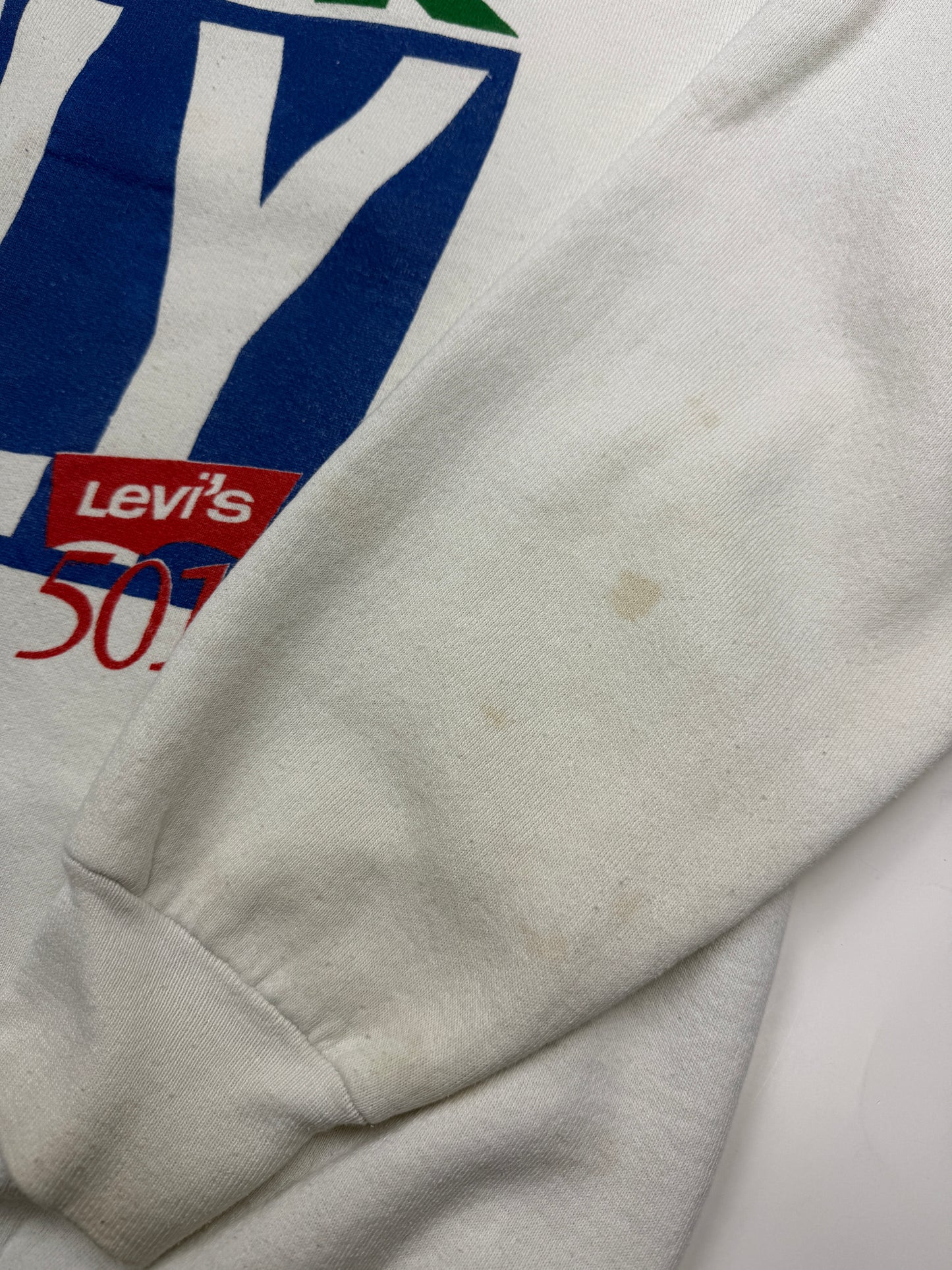 Vintage 80s/90s Levis 501 Button Your Fly Big Graphic Crewneck Size L