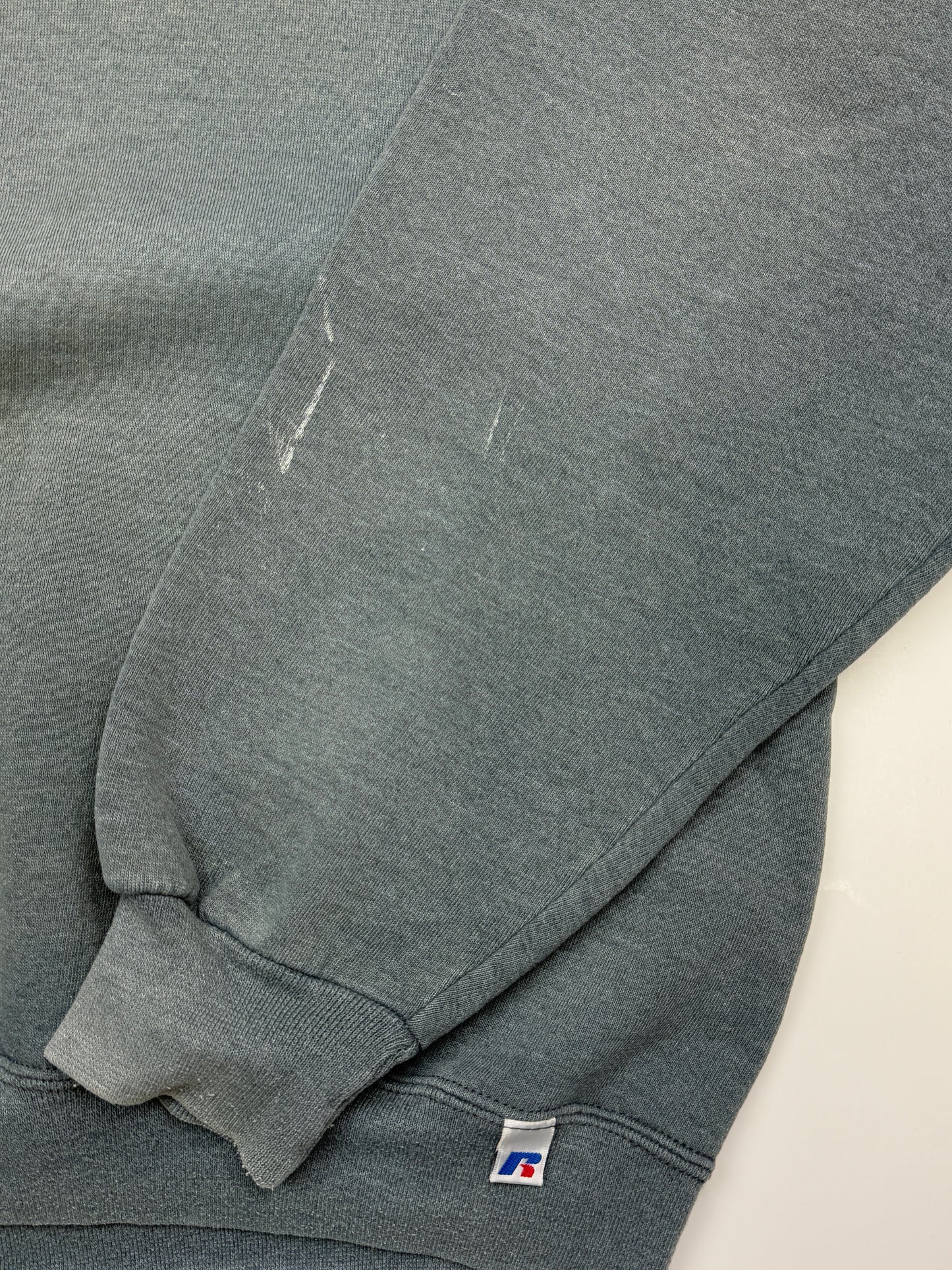 Russell Athletic Cropped Boxy Fit Blank Crewneck Sweatshirt Size L Blue Tone