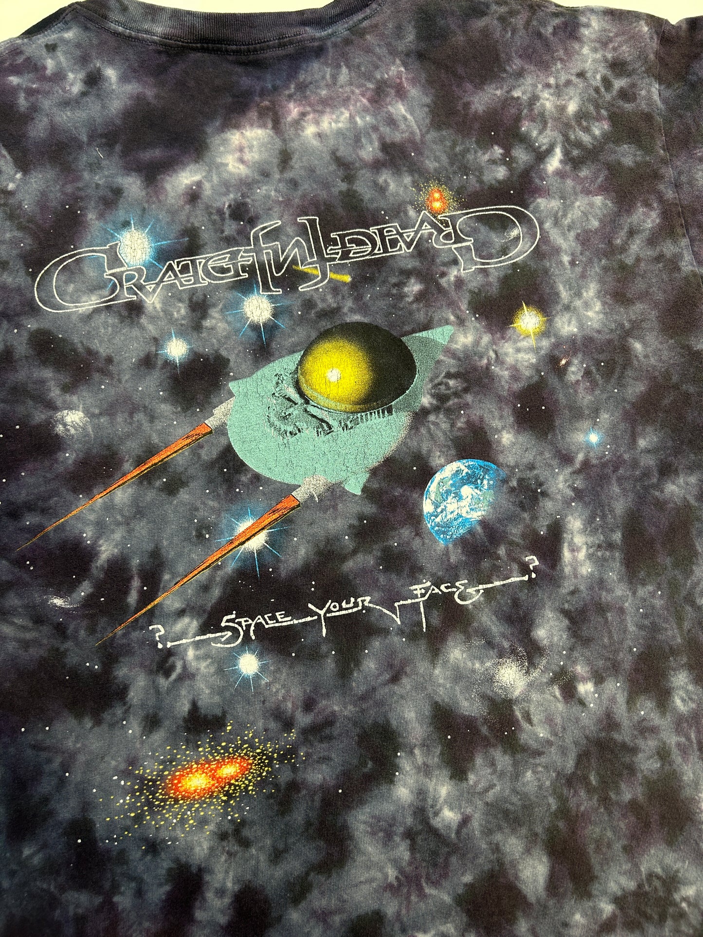 Vintage 1997 Grateful Dead Space Your Face Galaxy Tie-Dye Band Music T-Shirt Size XL 90s