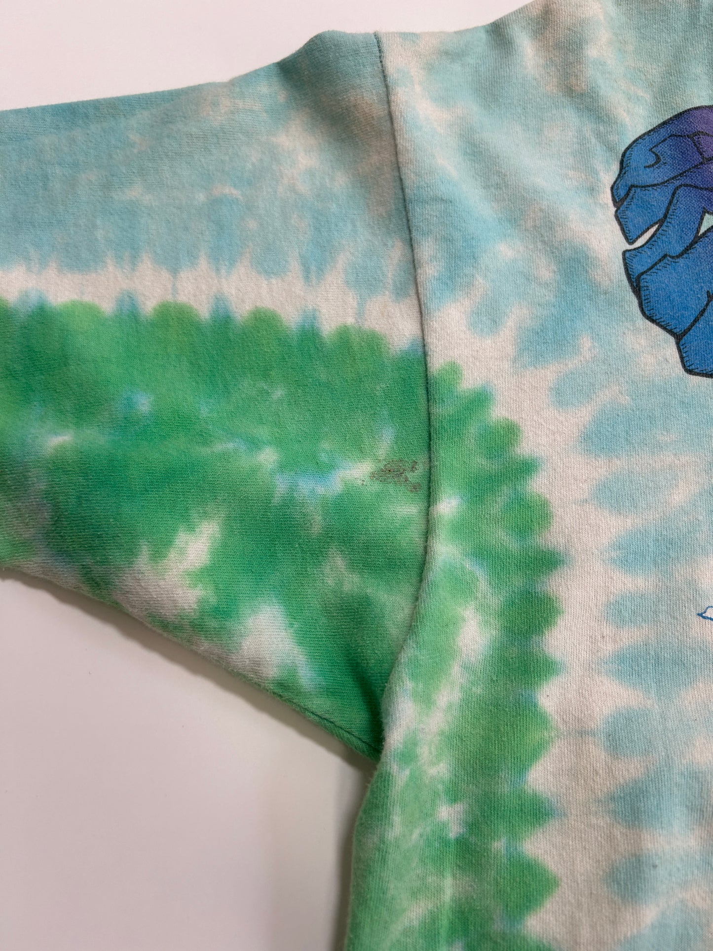Vintage 1992 Grateful Dead Spring Tour Dancing Bears Tie-Dye Liquid Blue T-Shirt Size L 90s
