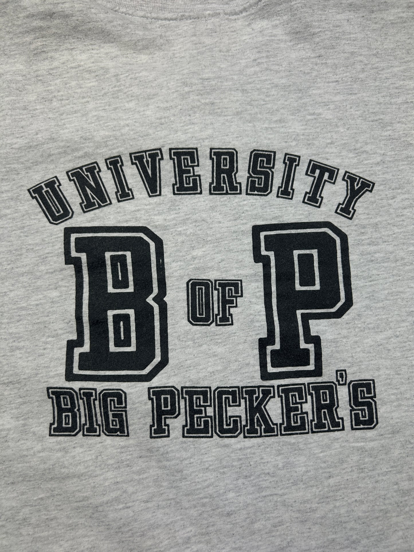 Vintage 1987 Big Peckers University Humungos Crest Parody T Shirt Size L 80s