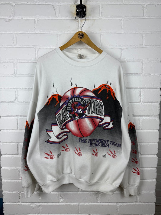 Vintage 90s Toronto Raptors Hungirest Team In The NBA Volcano Ravens Sweatshirt Size XL