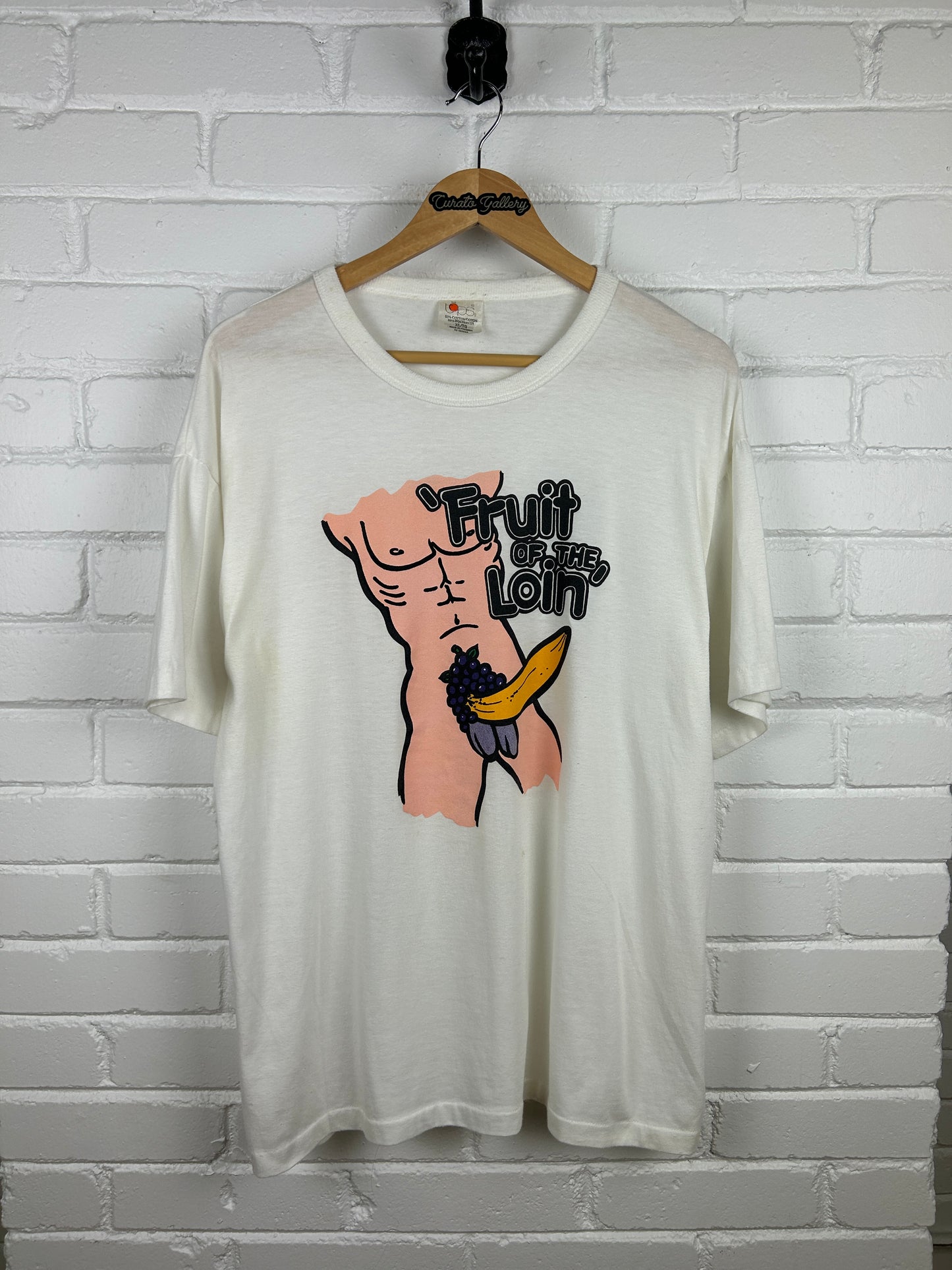 Vintage 80s Fruit Of The Loin Sex Parody T Shirt Size XL