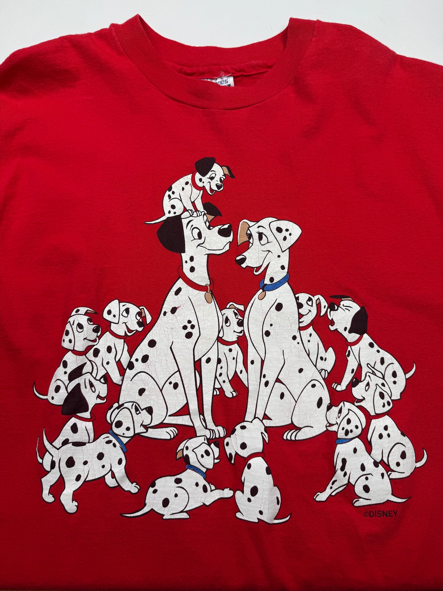 Vintage 90s 101 Dalmatians Disney Movie Promo Dog T Shirt Size XL Red
