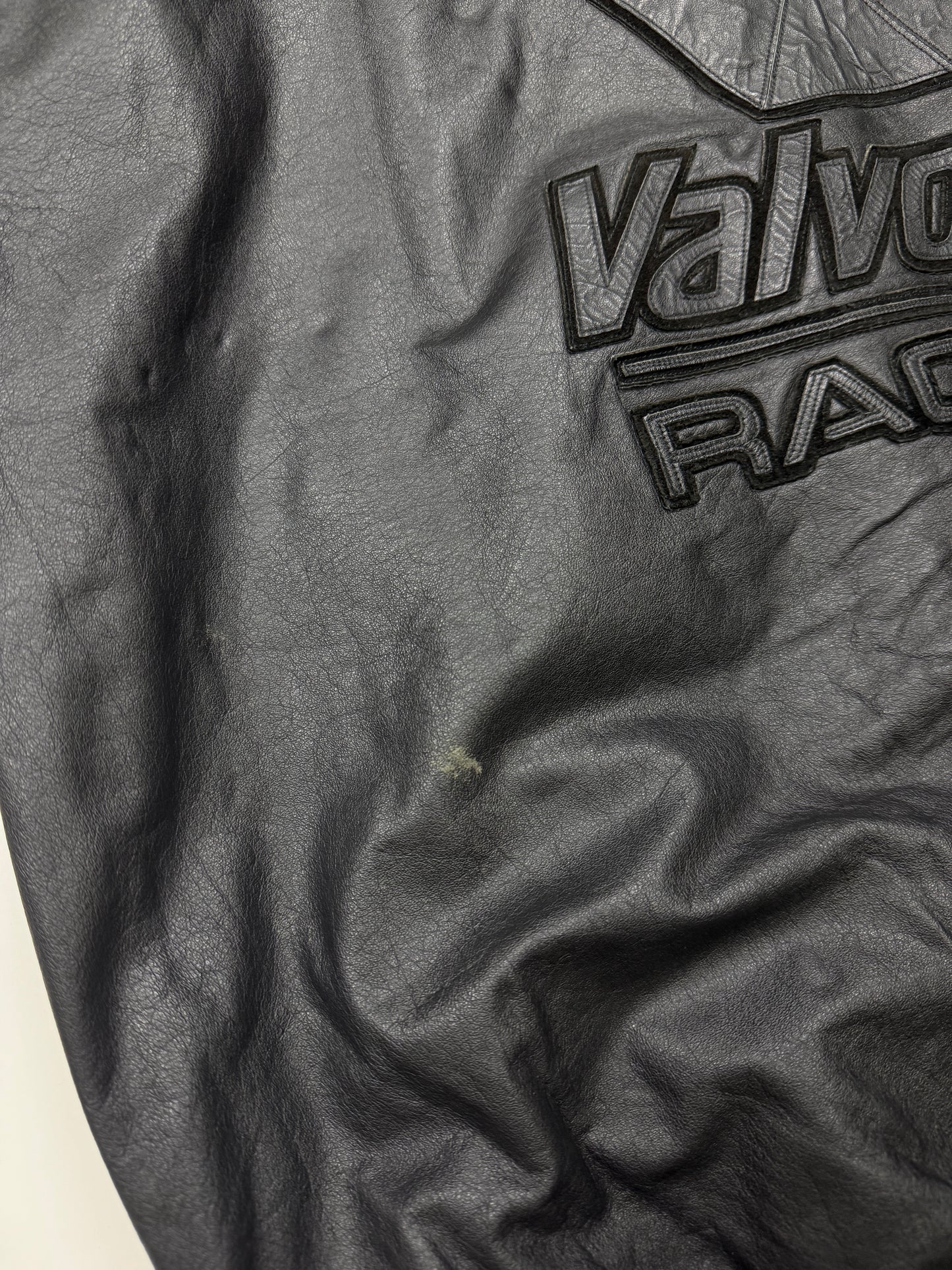 Vintage 90s Mark Martin Valvoline Racing Jeff Hamilton Leather Bomber Jacket Size L Black