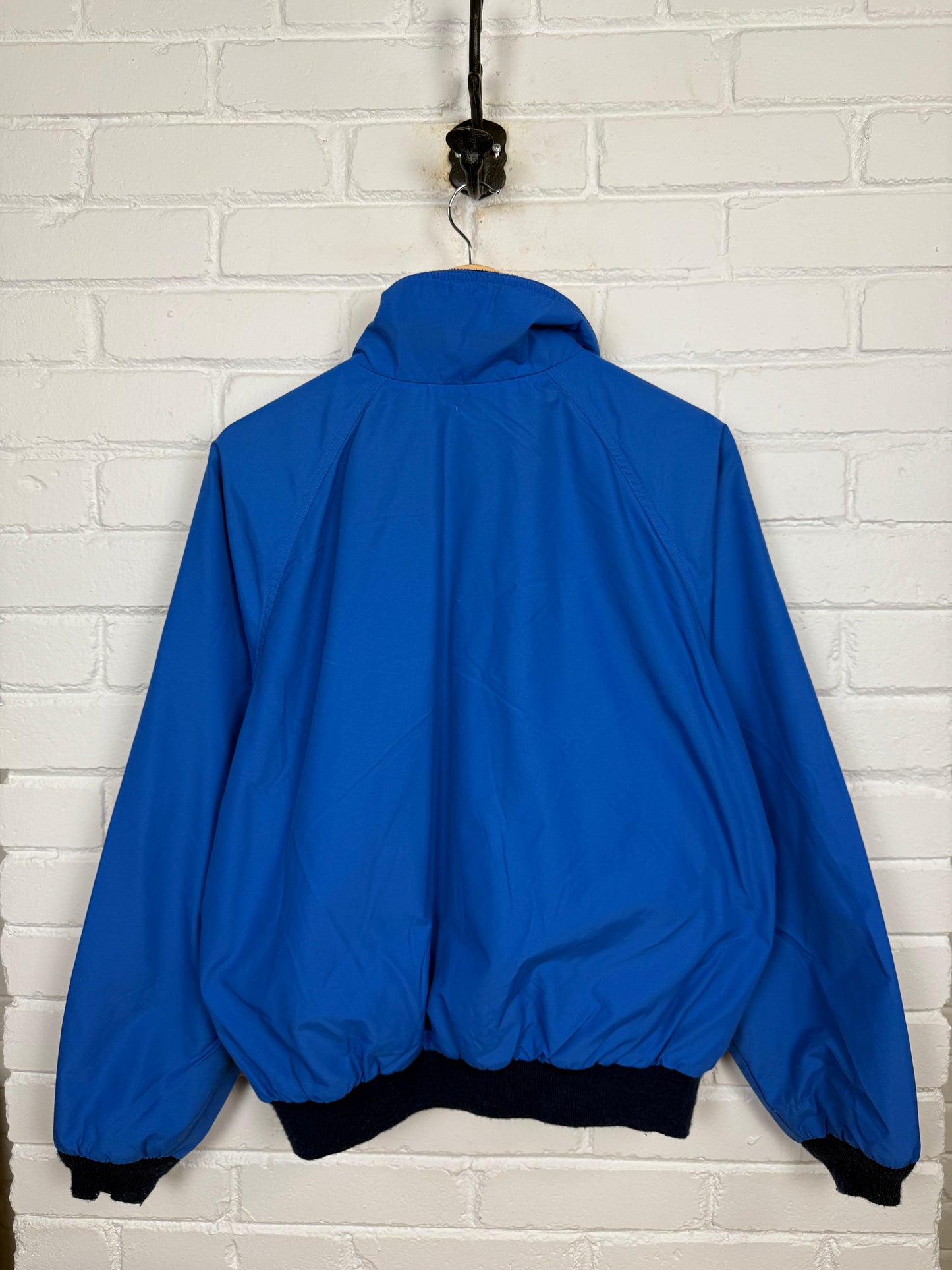 Vintage 90s LL Bean Three Season Fleece Cropped Lined Bomber Jacket Size L Blue