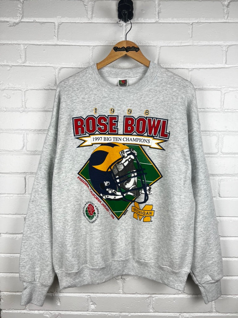 Vintage 1998 Michigan Wolverines Rose Bowl Big Ten Champs Football Sweatshirt Size XL 90s