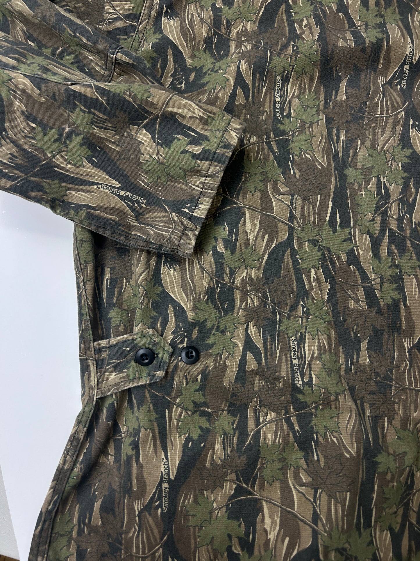 Vintage Smokey Branch Camo Hunting Button Up Light Overcoat Jacket Size XXXL