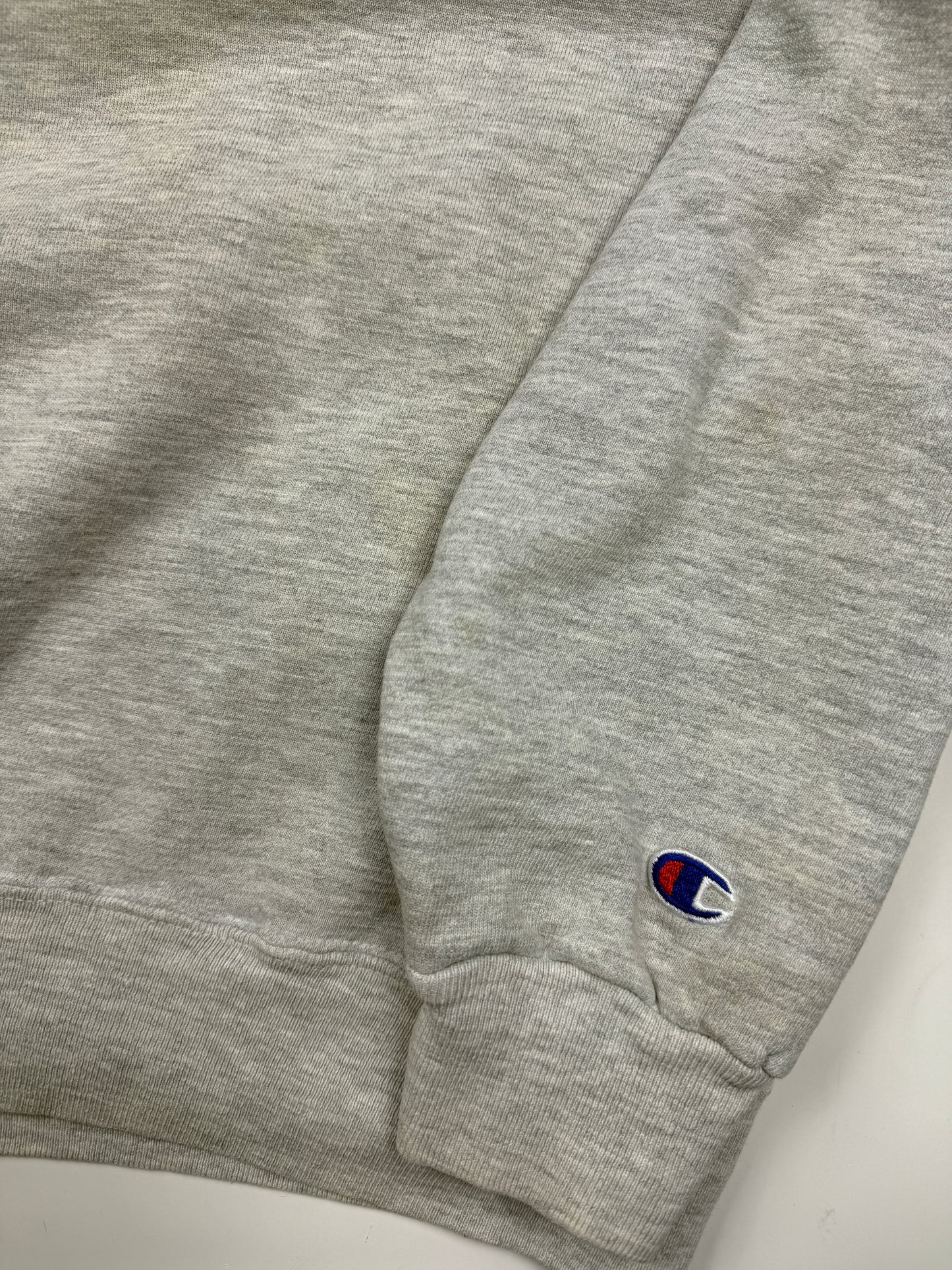 Vintage 90s Champion Embroidered Spell Out Crewneck Sweatshirt Size XL Heather Gray